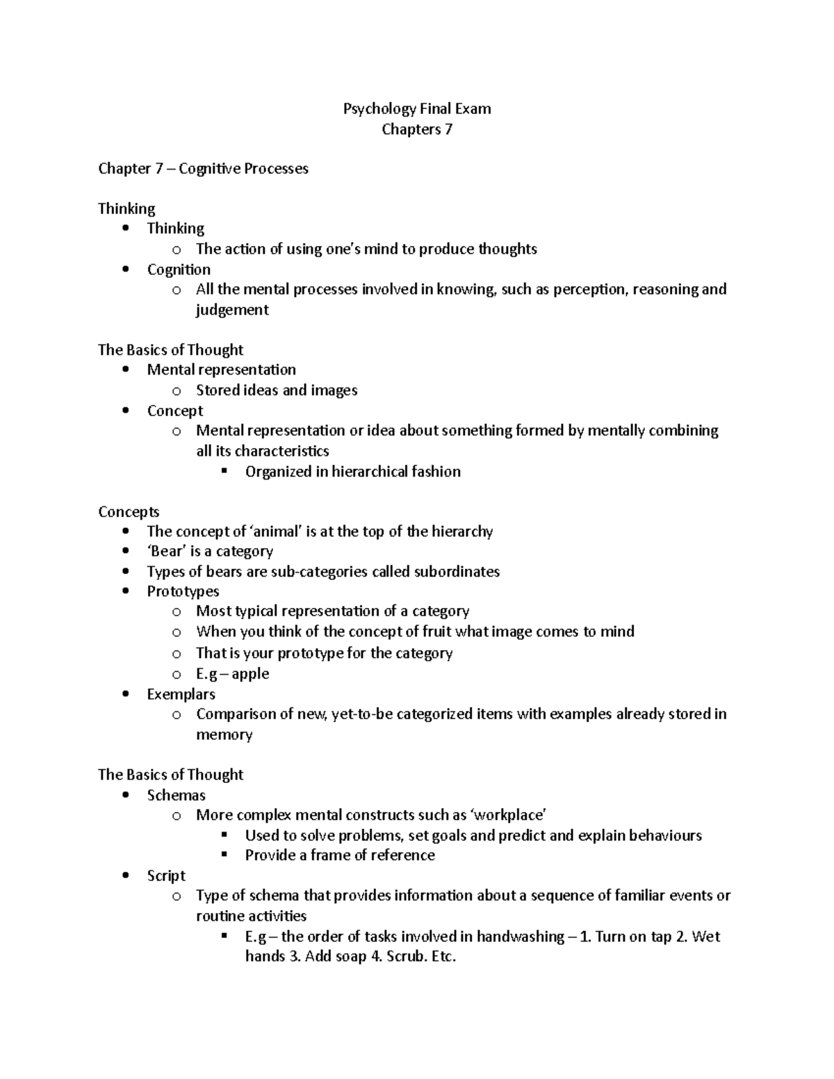 Final Exam 2019, answers - Psychology Final Exam Chapters 7 Chapter 7 ...
