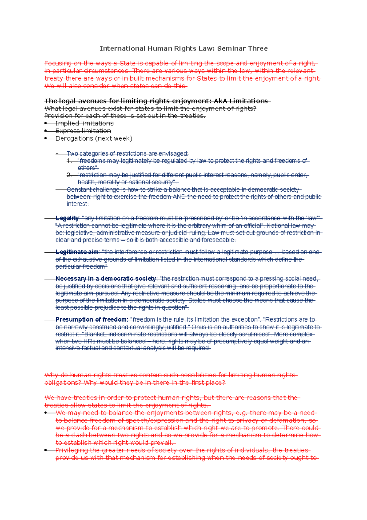 Completed Seminar 3 notes and prep - combined - International Human ...