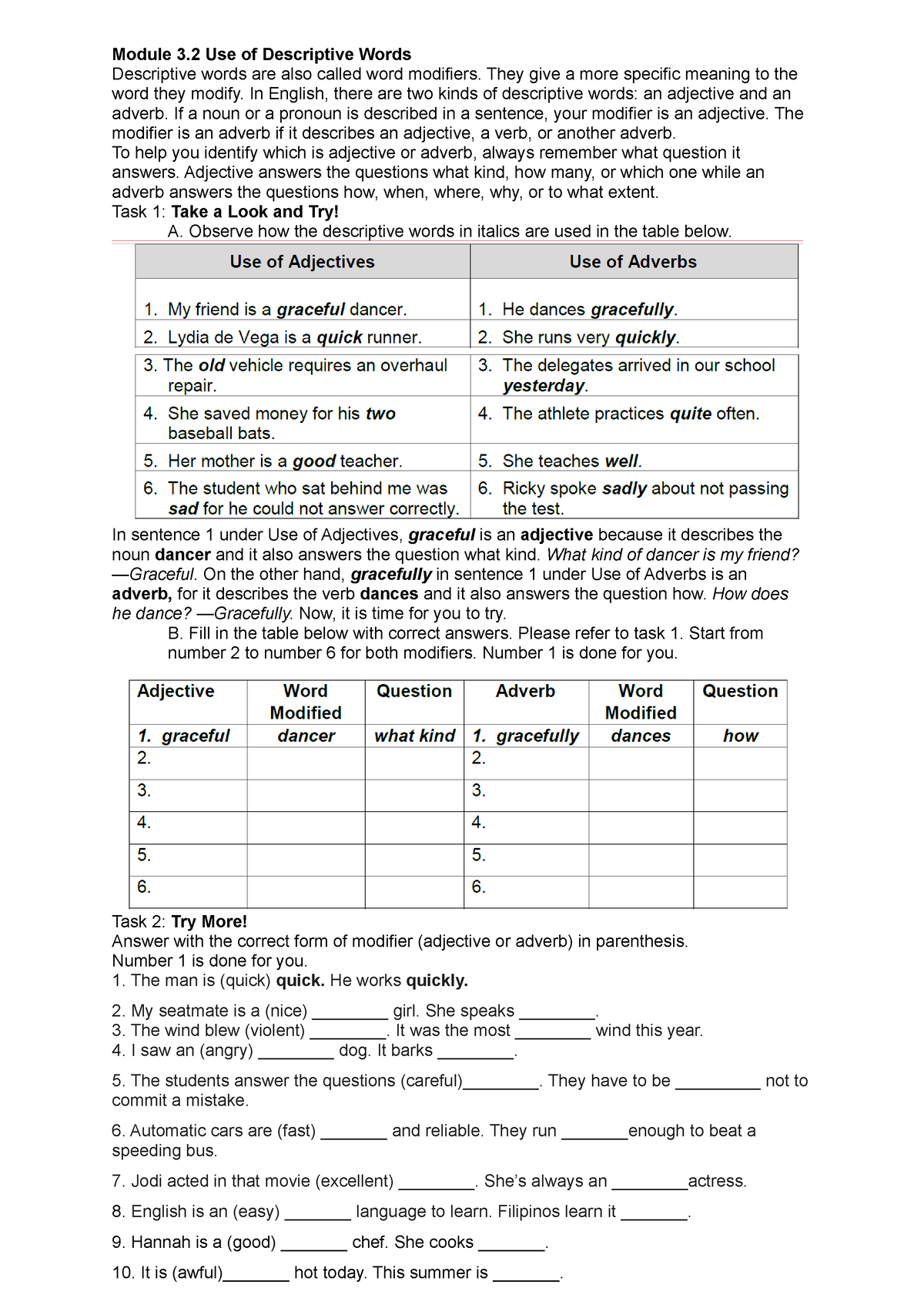 Module 3.2 descriptive words - Module 3 Use of Descriptive Words ...