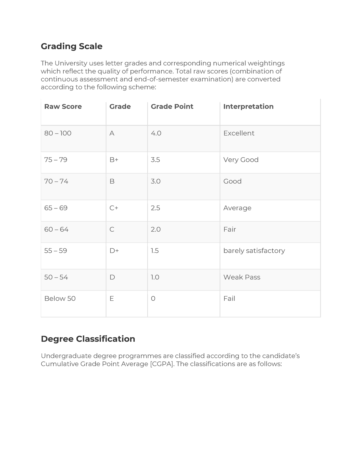 UCC Grading Scale Grading Scale The University uses letter grades and