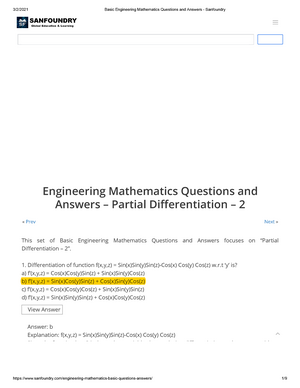 Ordinary Differential Equations Multiple Choice Questions And Answers ...