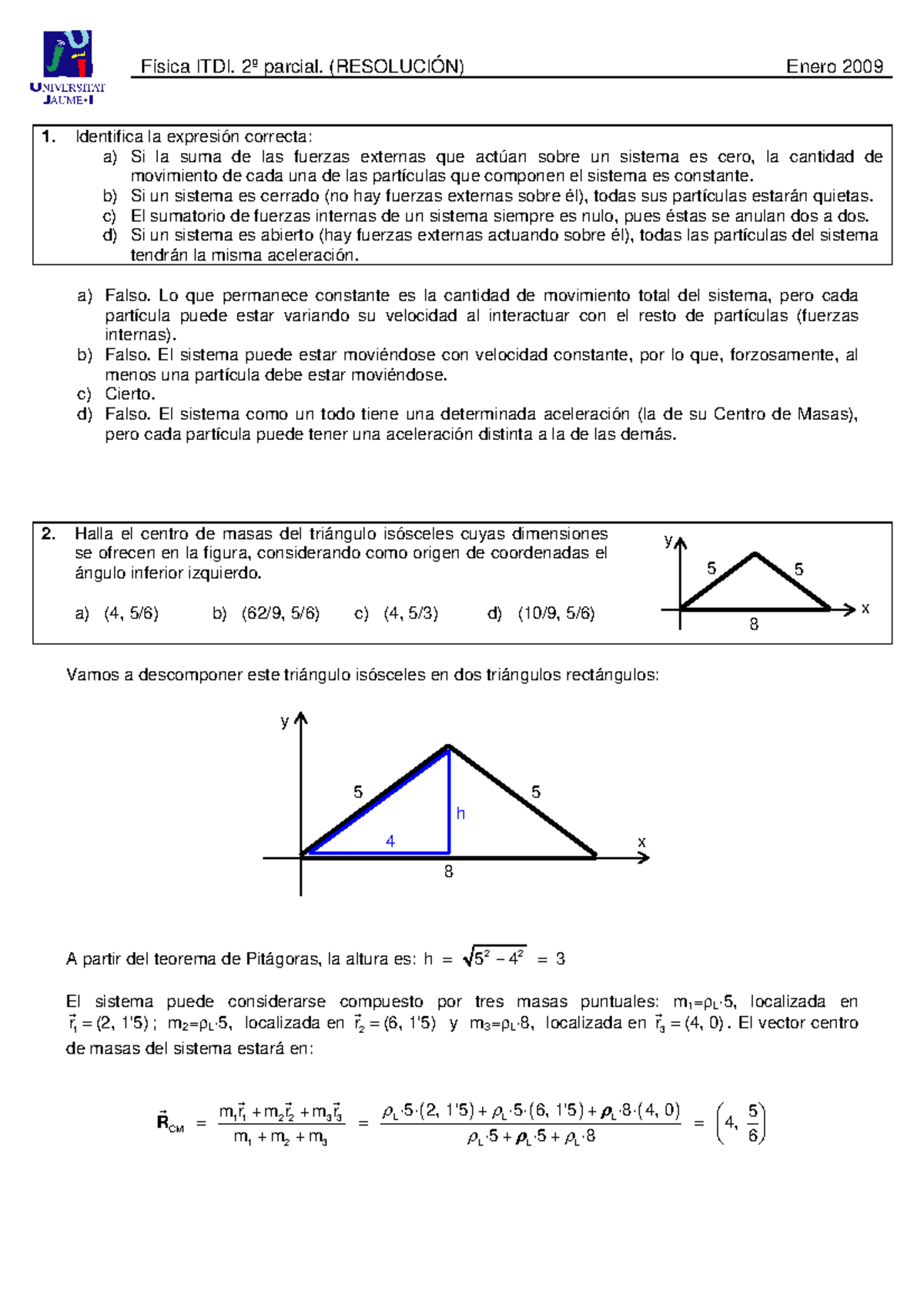 2009 Enero 2 Parcial Resoluci N - Física ITDI. 2º Parcial. (RESOLUCIÓN ...