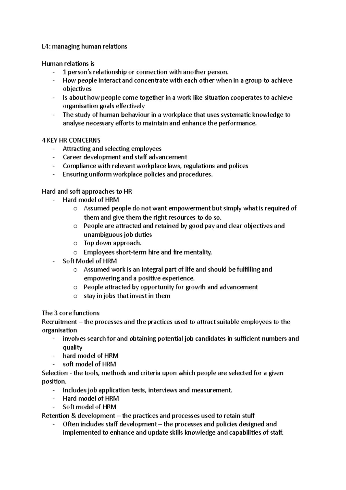 L4- managing human relations - L4: managing human relations Human ...