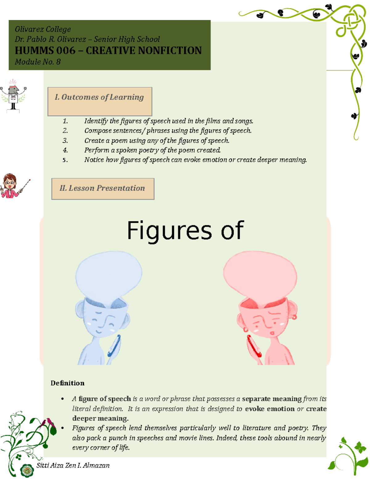 creative writing figures of speech module