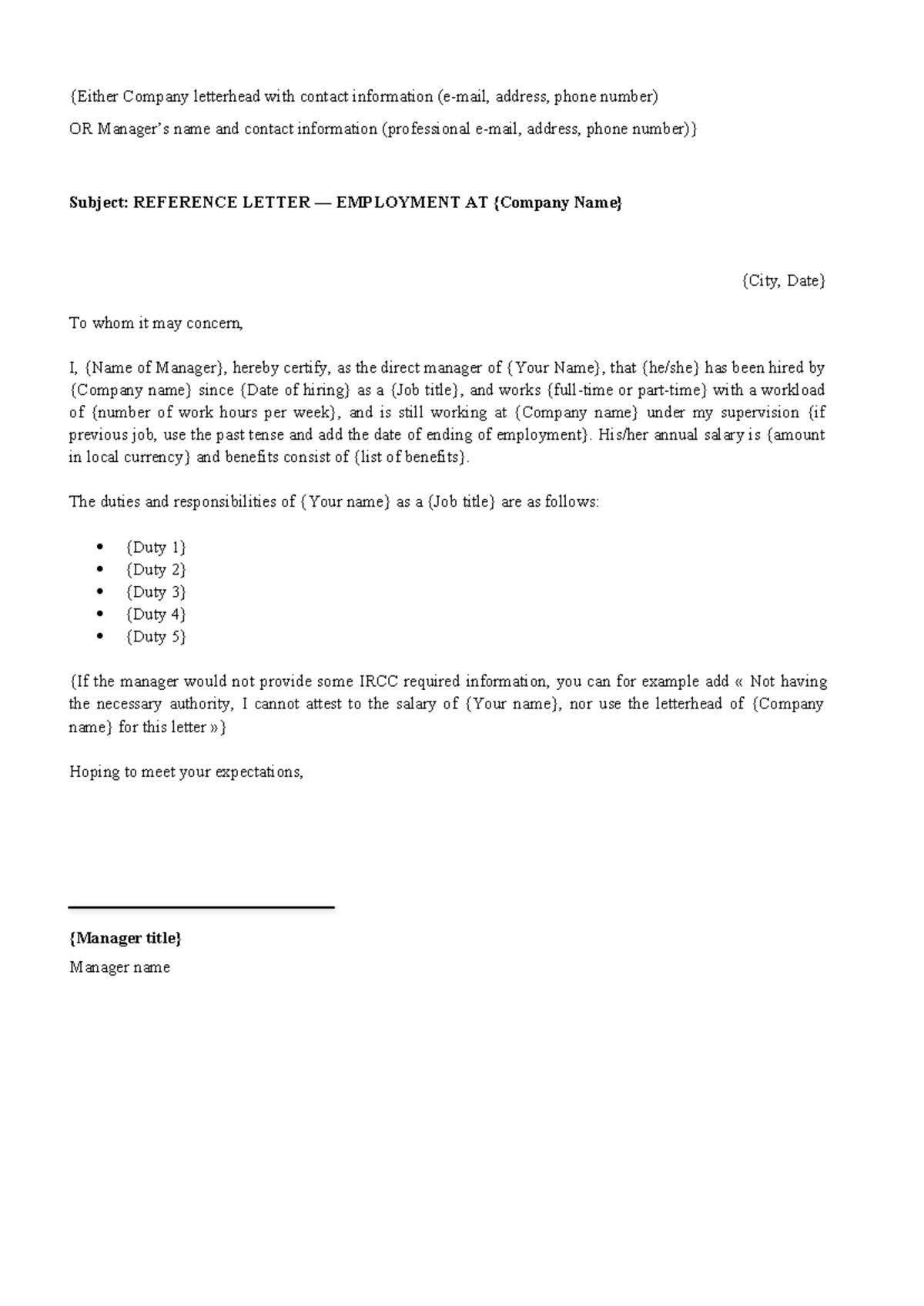 Employment-Reference-Letter-Sample 2 - {Either Company letterhead with ...