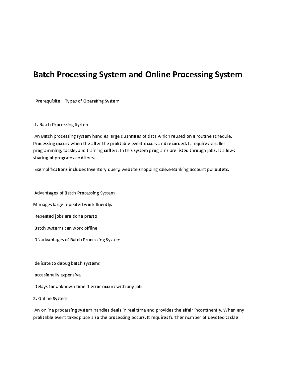 Batch Processing System and Online Processing System - Batch Processing ...