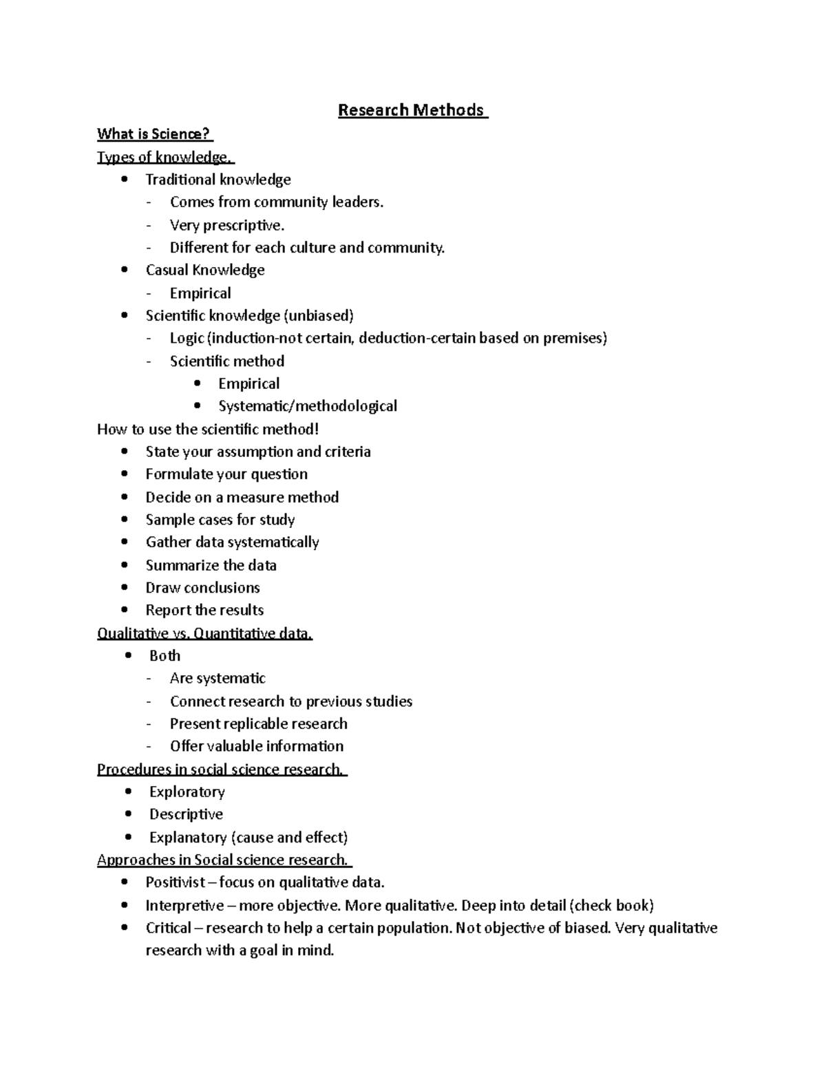 Research Methods Notes Winter Semester 2019 - Research Methods What is ...
