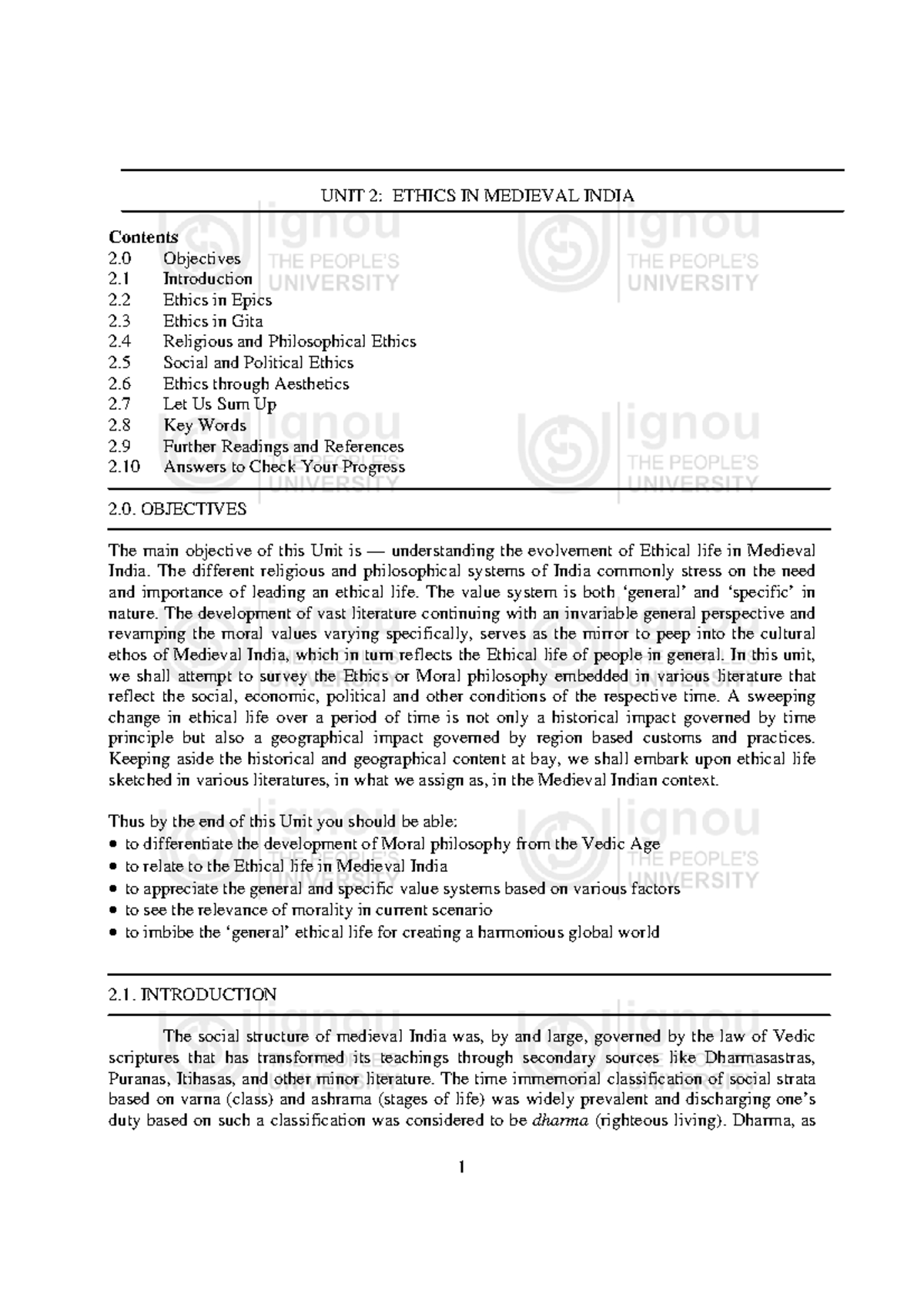 Unit-2 - ... - UNIT 2: ETHICS IN MEDIEVAL INDIA Contents 2 Objectives 2 ...