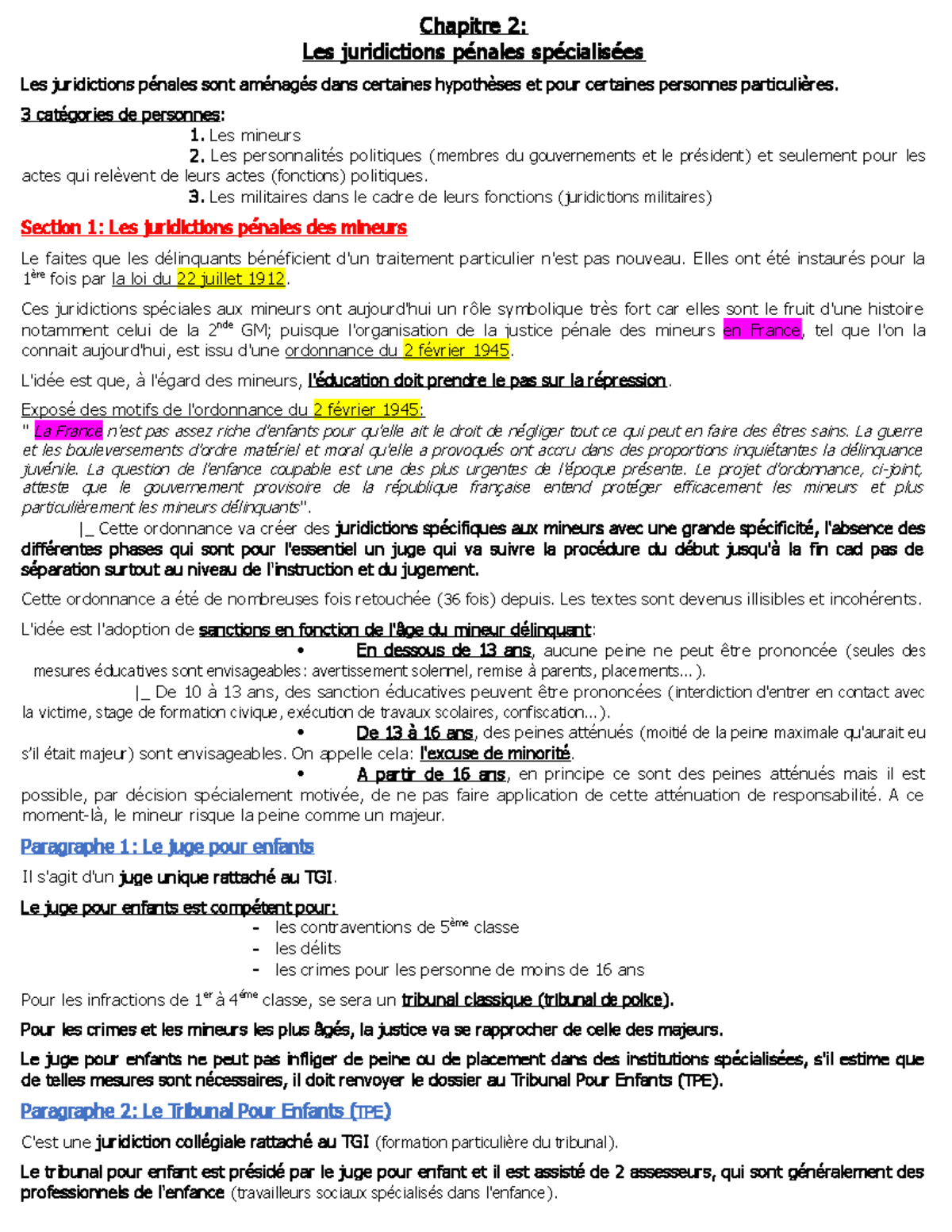 9. Partie 2 Titre 2 Chapitre 2 - Chapitre 2: Les Juridictions Pénales ...