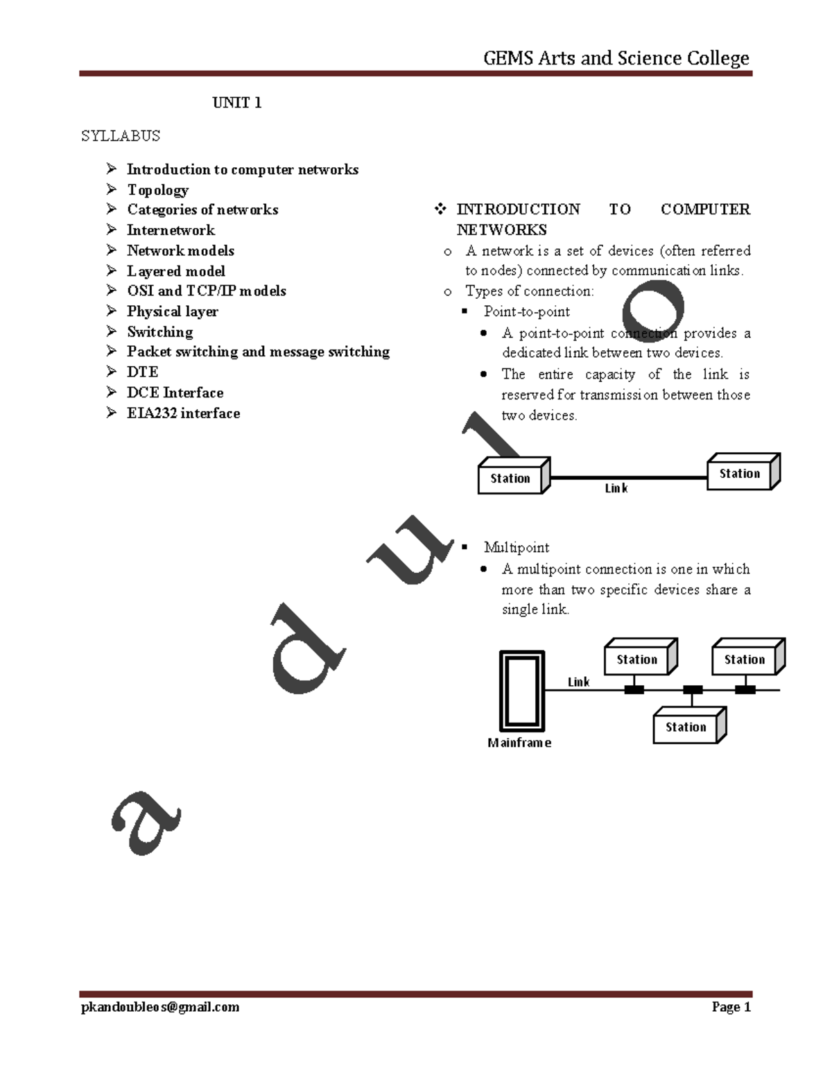 NET UNIT I - Lecture Notes Unit 1 Note Of Computer Networking - Warning ...