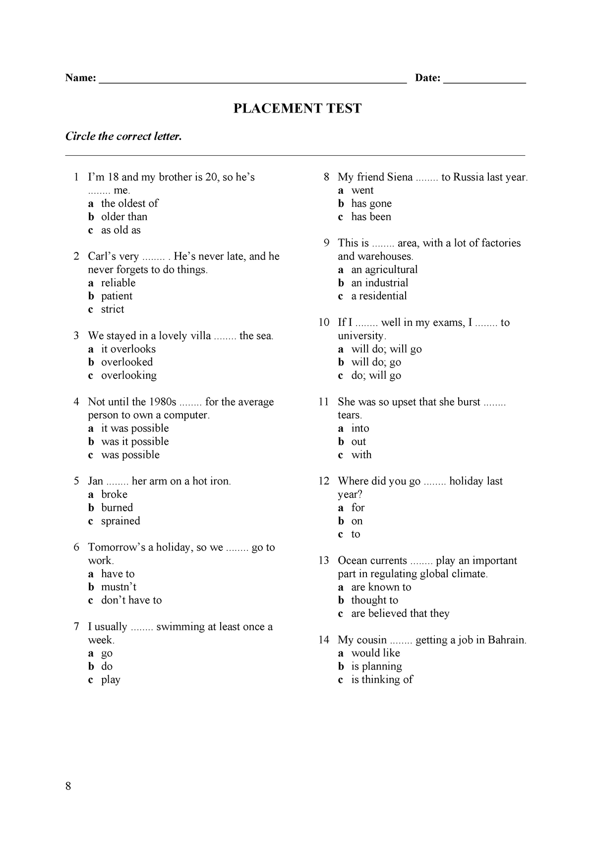 Handout 1 - esercitazioni di inglese, lezione numero 1, appunti per il ...