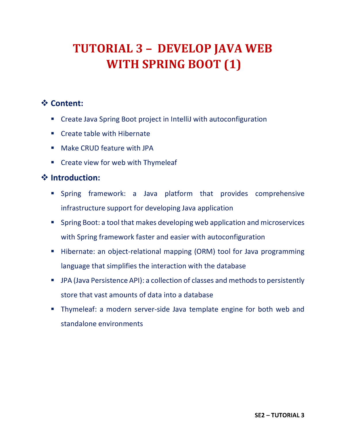 Tutorial 3 - Tut - TUTORIAL 3 – DEVELOP JAVA WEB WITH SPRING BOOT (1 ...