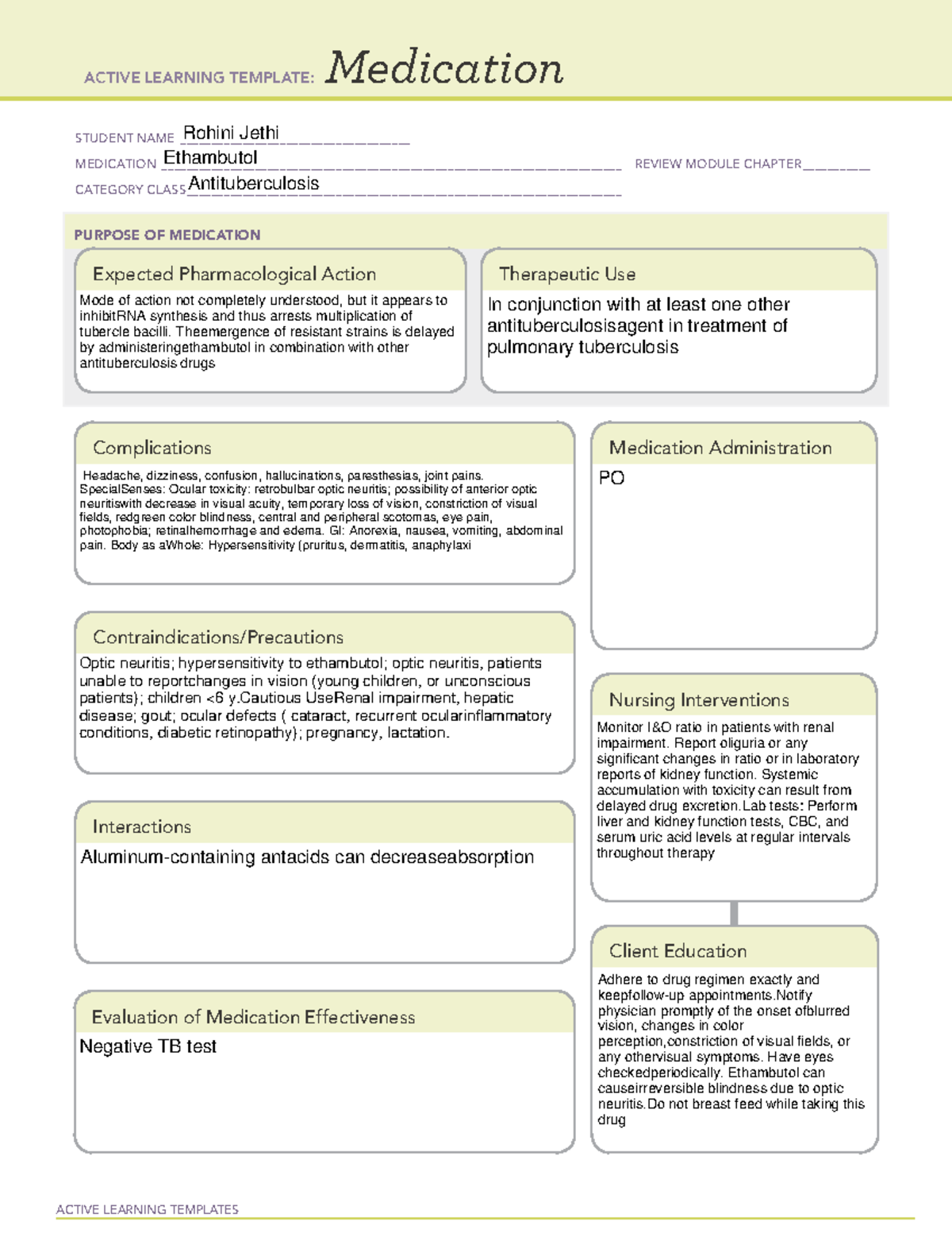 Ethambutol template 2 - med cards - ACTIVE LEARNING TEMPLATES ...