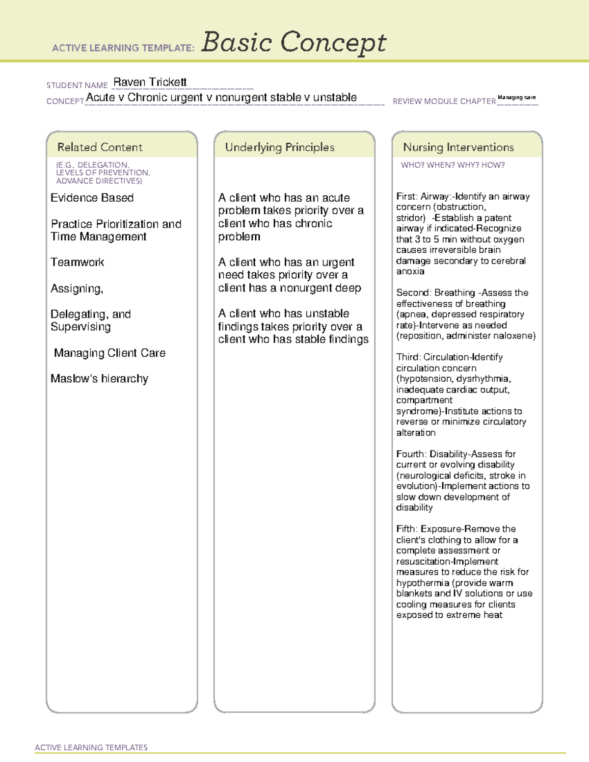 Ati Active Learning Template Basic Concept Management Of Care ...