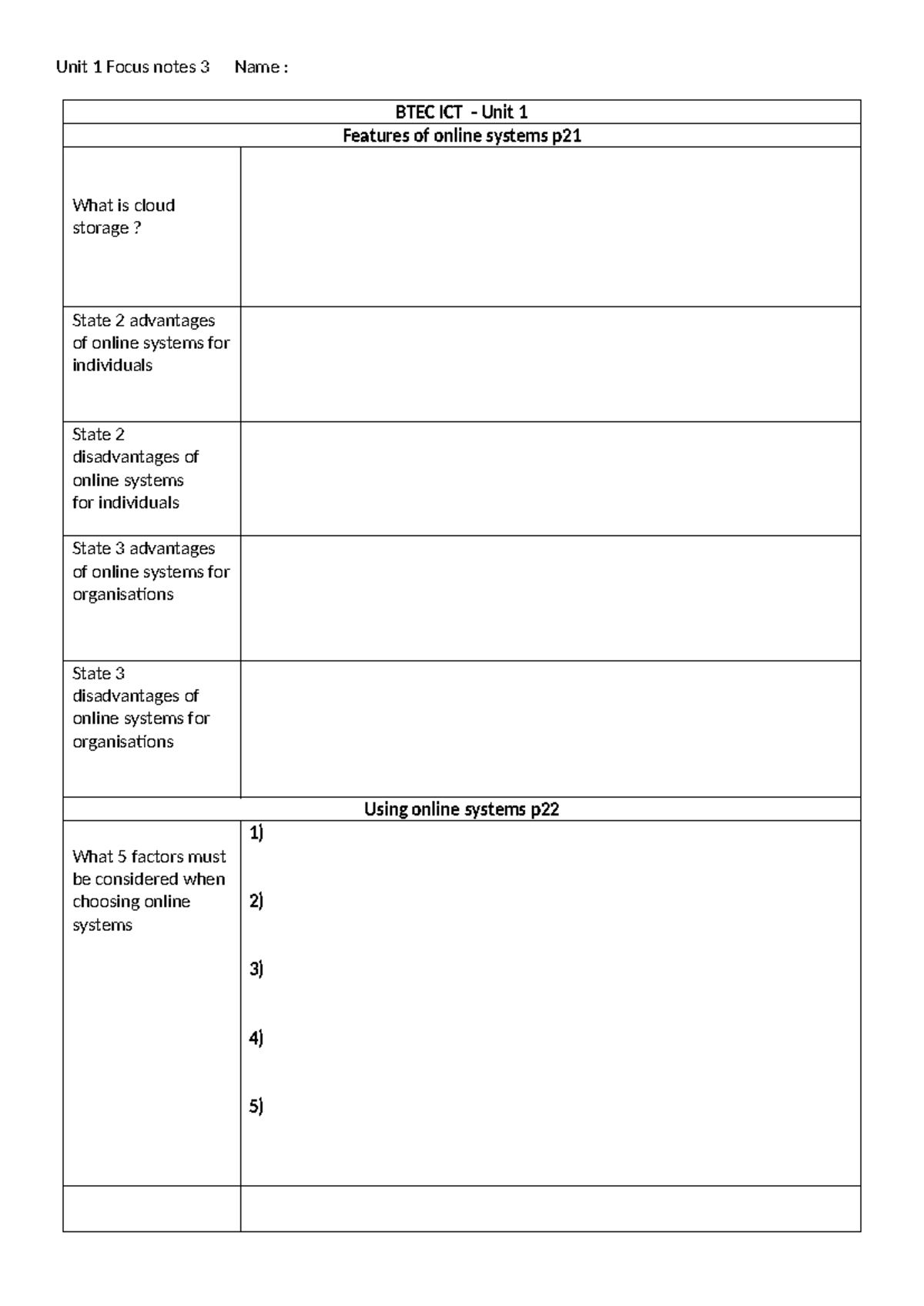 Unit 1 focus notes 3 - ITaaaaaaaaaaaaaaaa - BTEC ICT - Unit 1 Features ...