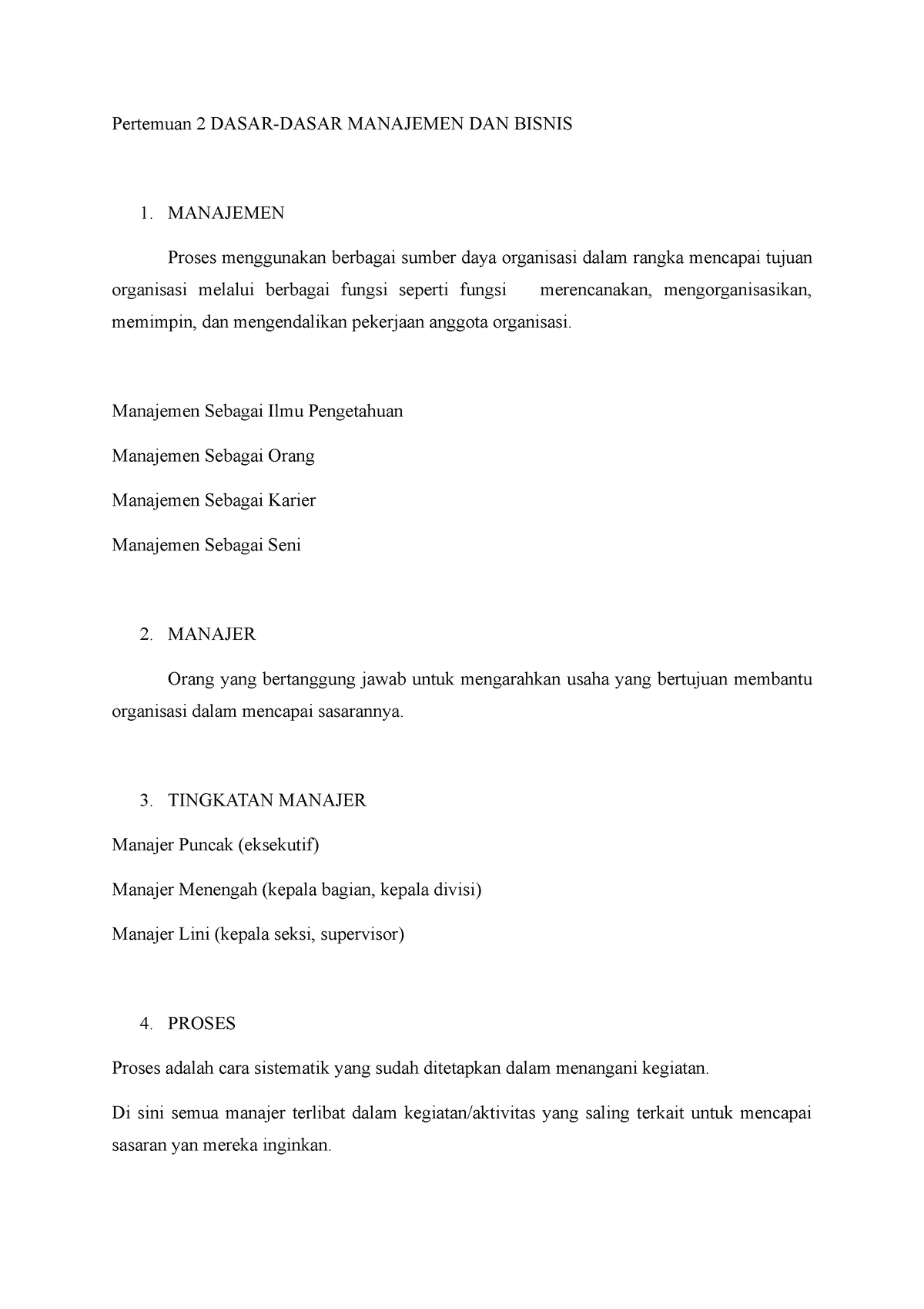 Tugas Pertemuan 2 - Pertemuan 2 DASAR-DASAR MANAJEMEN DAN BISNIS ...