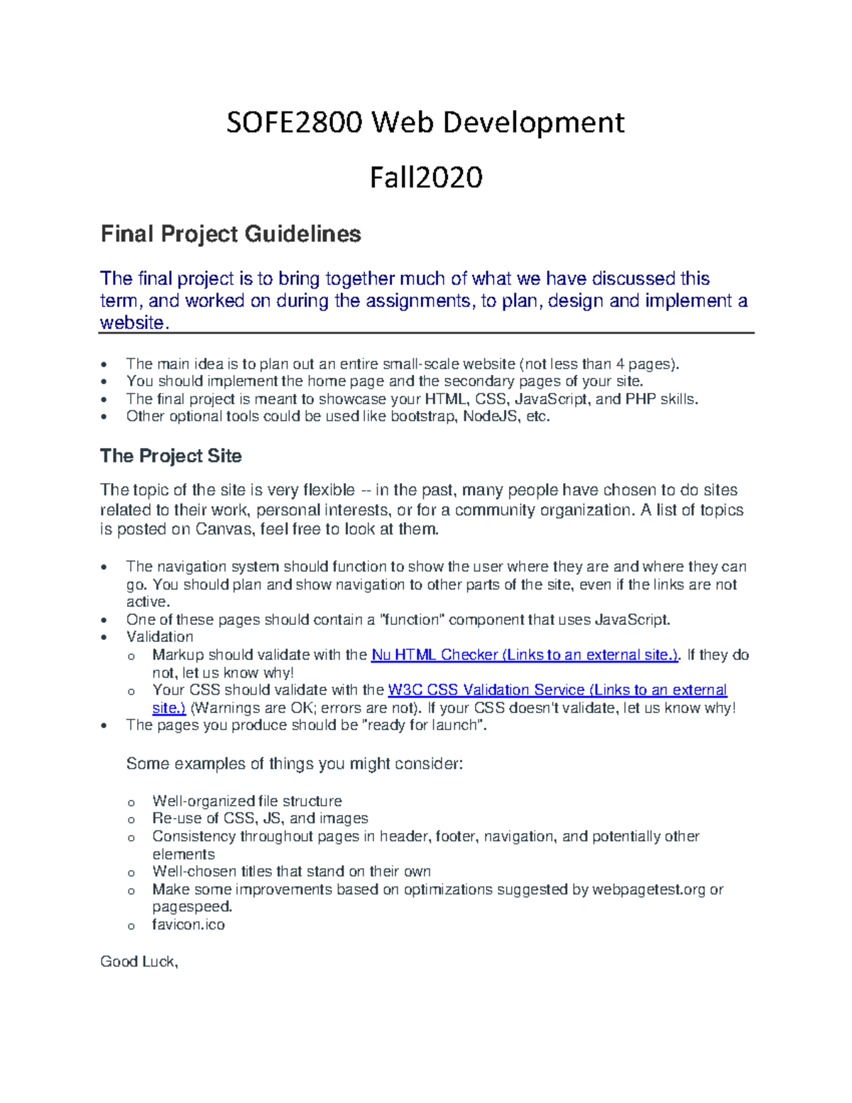 Final Project Technical Guidelines - SOFE2800 Web Development Fall ...