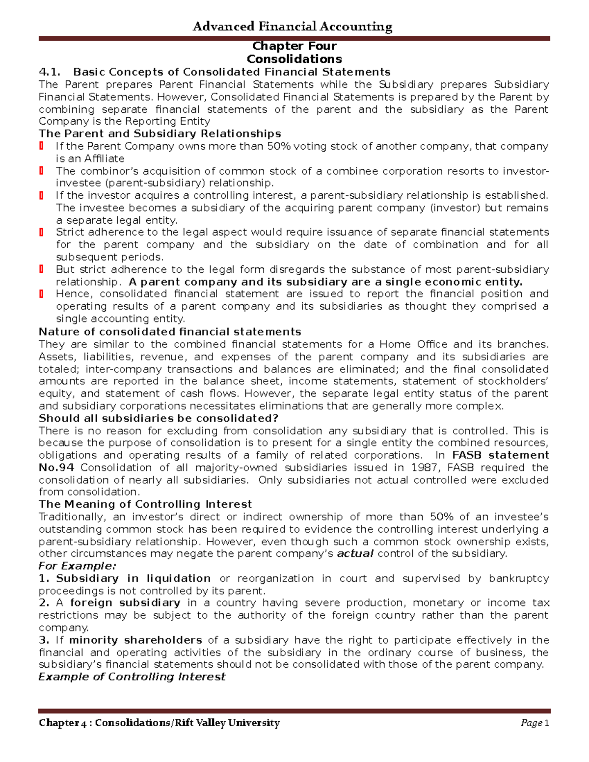 Chapter FOUR - BEST MATERIAL OF ADVANCED FINANCIAL ACCOUNTINGA ...