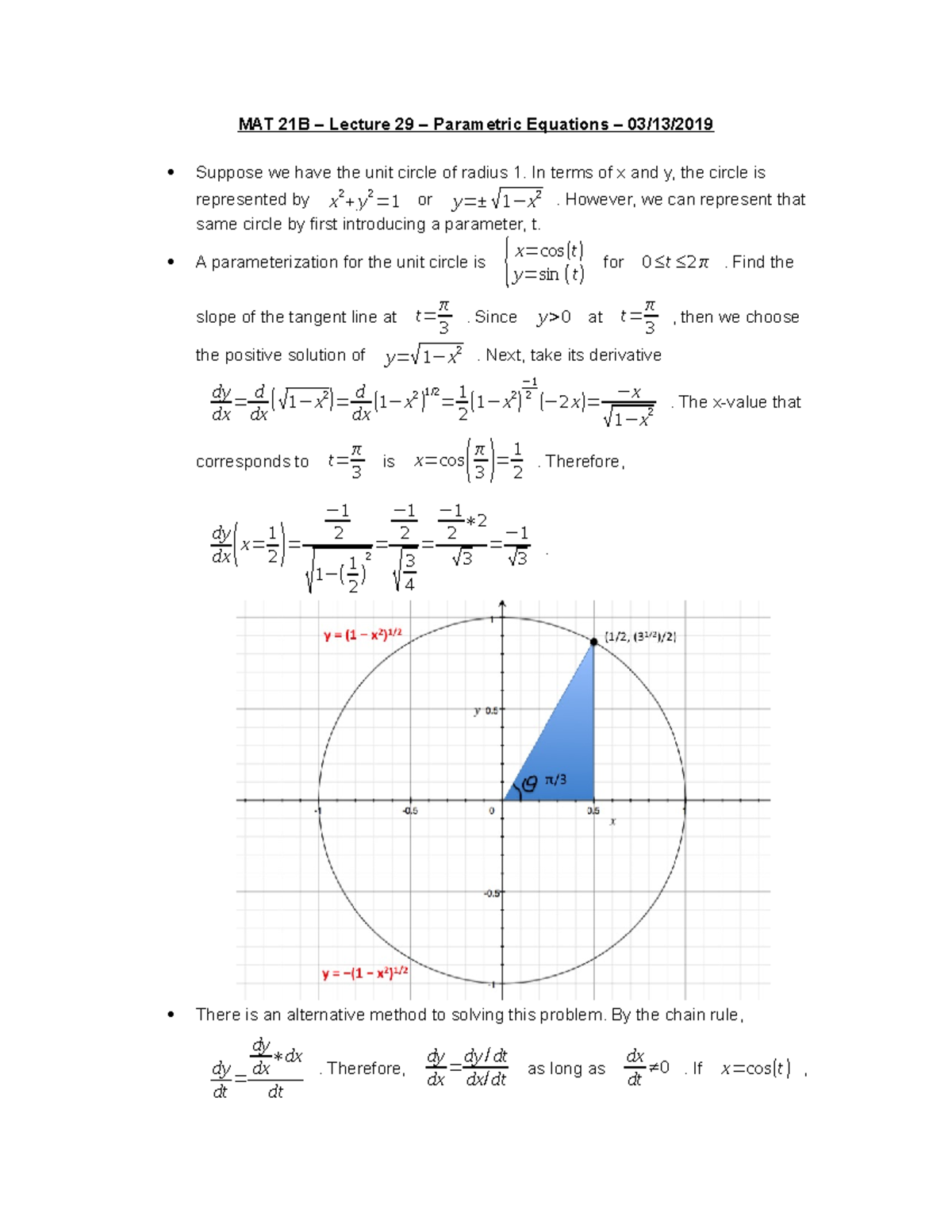 MAT 21B – Lecture 29 – Parametric Equations - MAT 21B – Lecture 29 – Parametric Equations – 03 ...