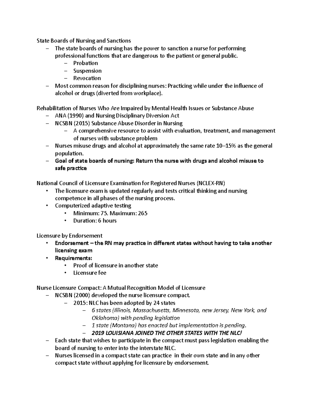 Chapter 6 (Nurs 333) Part 3 - State Boards of Nursing and Sanctions ...