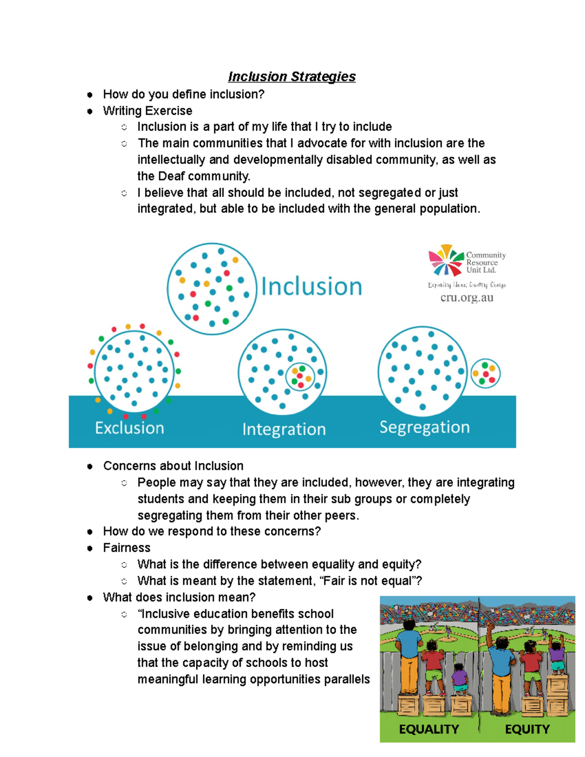Inclusion Strategies - I believe that all should be included, not ...
