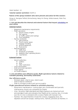Tutorial - week 8 - calculation of PRASM and operating RASM, total CASM ...