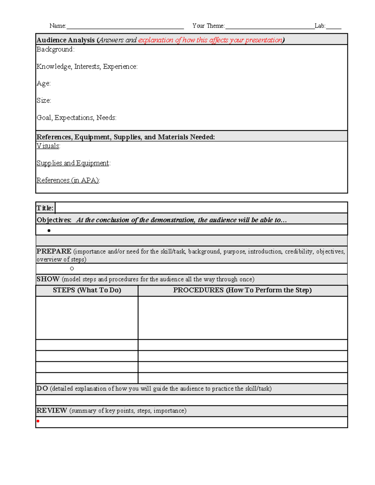 Training Demo Plan Template - Name ...
