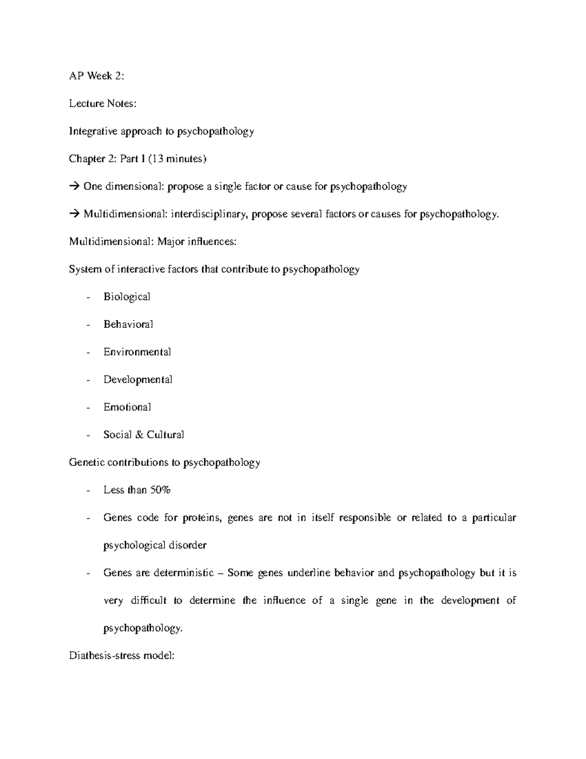 AP Week 2 - Lecture notes 2 - AP Week 2: Lecture Notes: Integrative ...