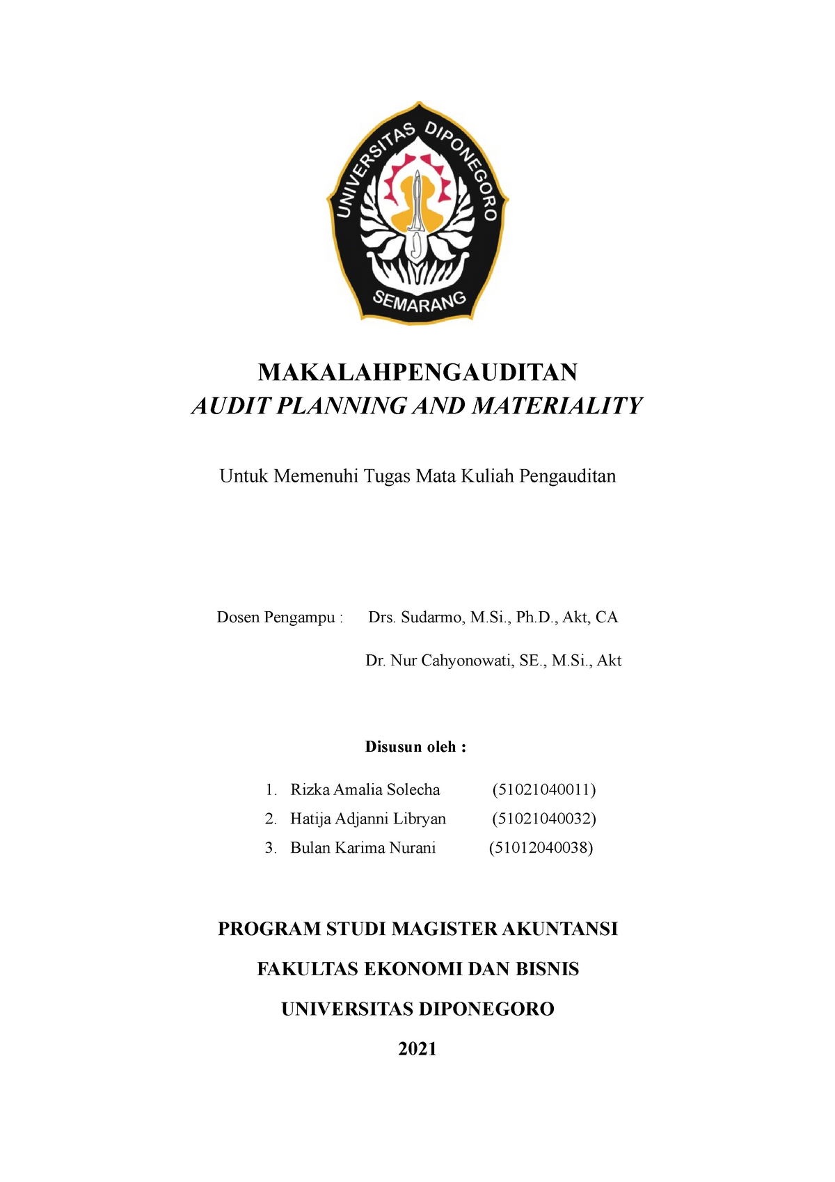 Makalah Chapter 8 Audit Planning And Materiality - MAKALAHPENGAUDITAN ...