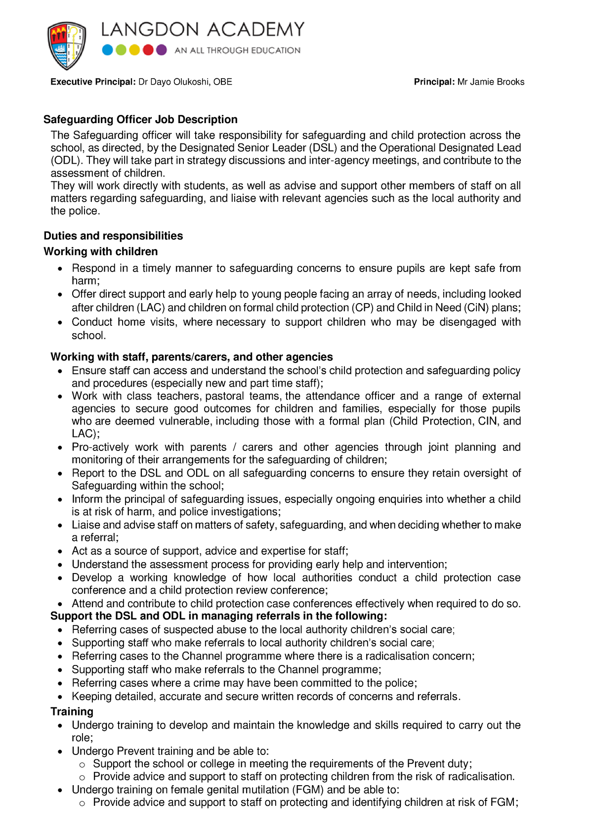 Safeguarding Officer JD and PS February 2022 - Executive Principal: Dr ...