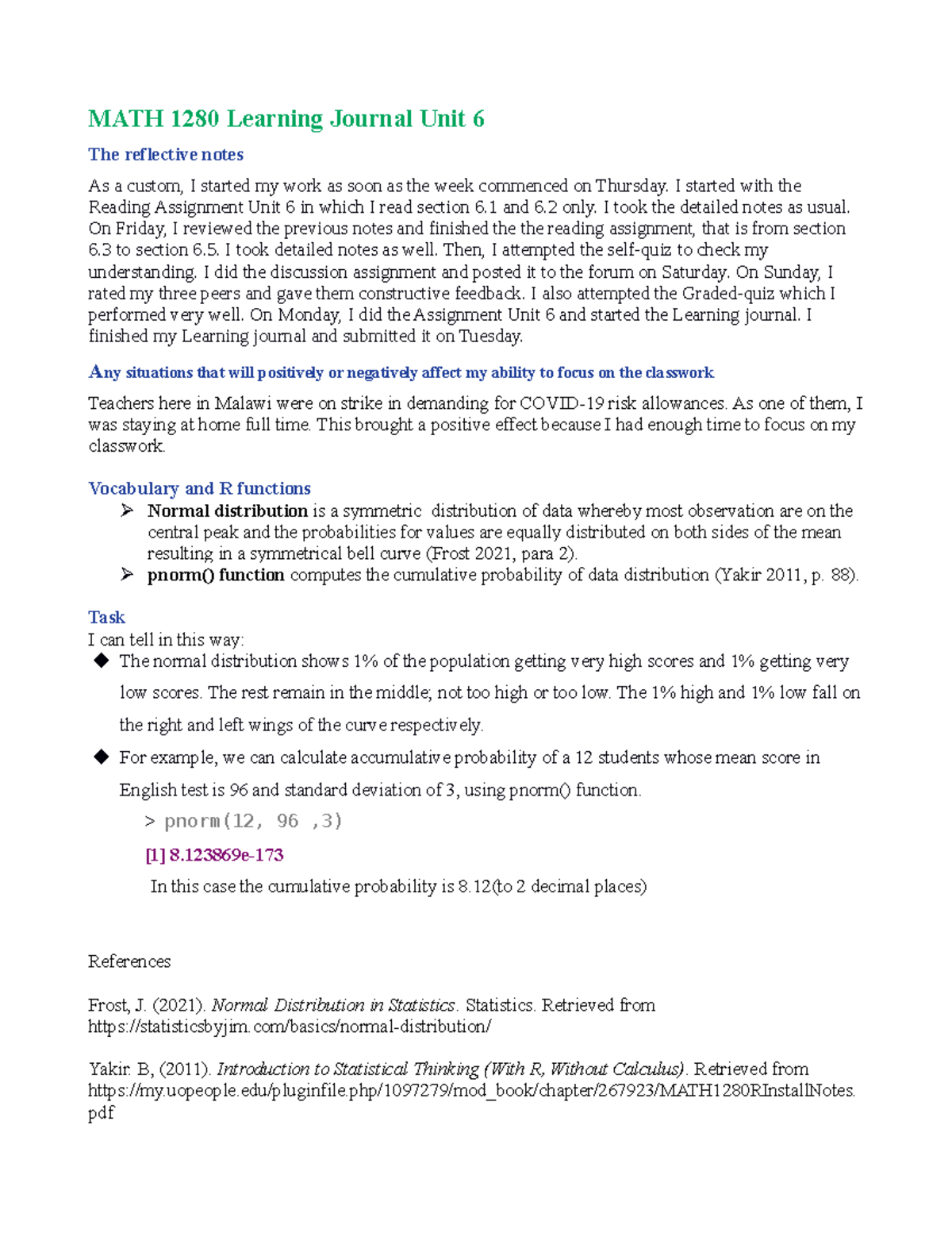 Learning Journal Unit 6 - I started with the Reading Assignment Unit 6 ...