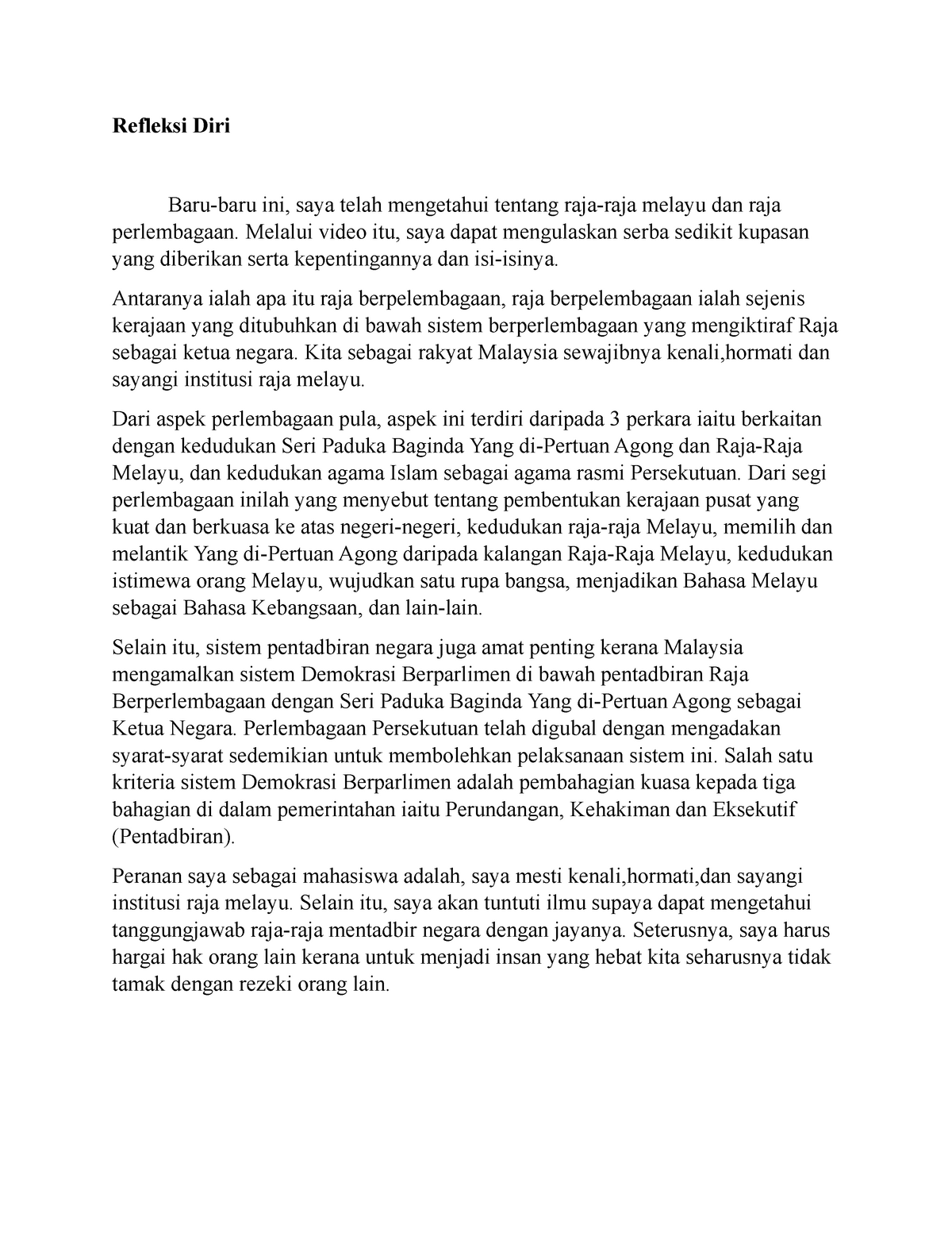 contoh self reflection essay bahasa indonesia