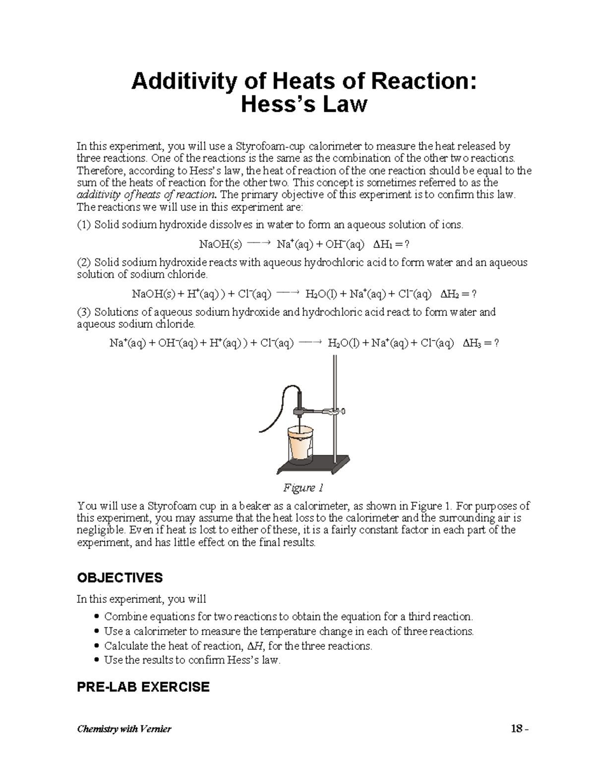 Hesss-law-experimentdocx - Chemistry with Vernier 18 - Additivity of ...