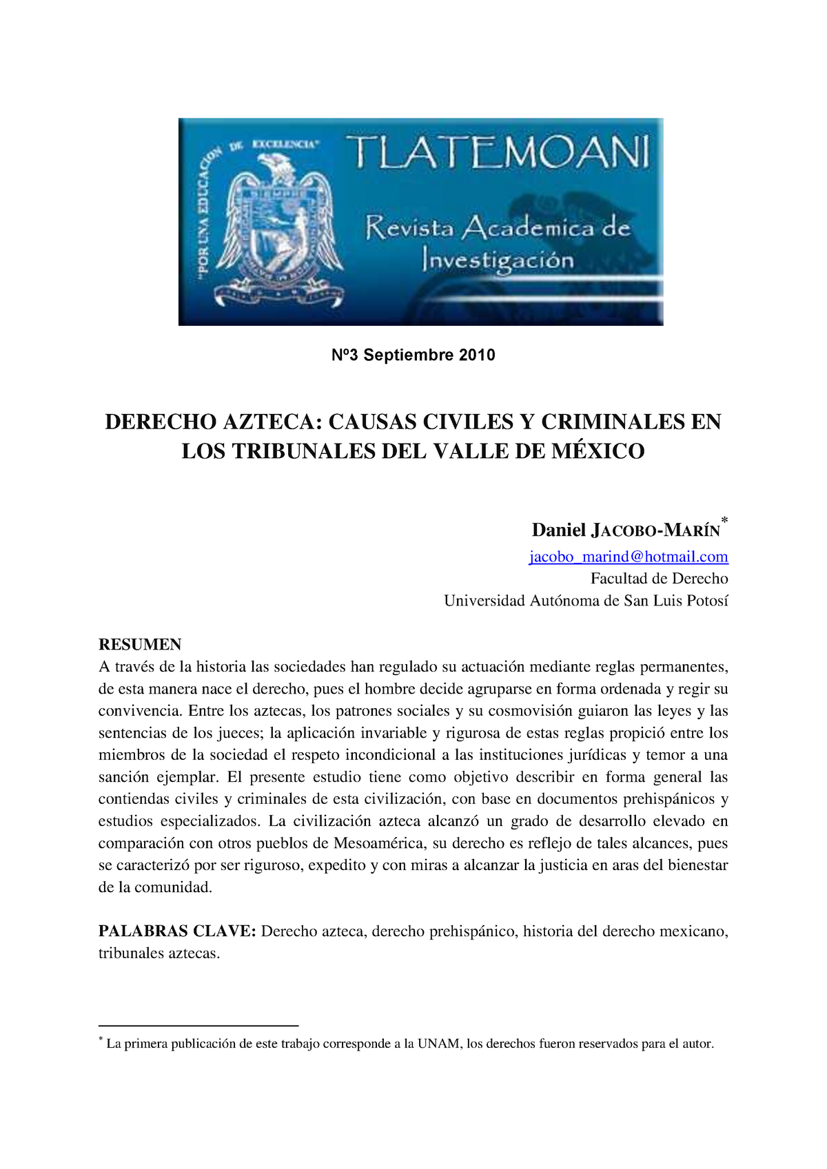 Dialnet-Derecho Azteca-7308406 - Nº3 Septiembre 2010 DERECHO AZTECA ...