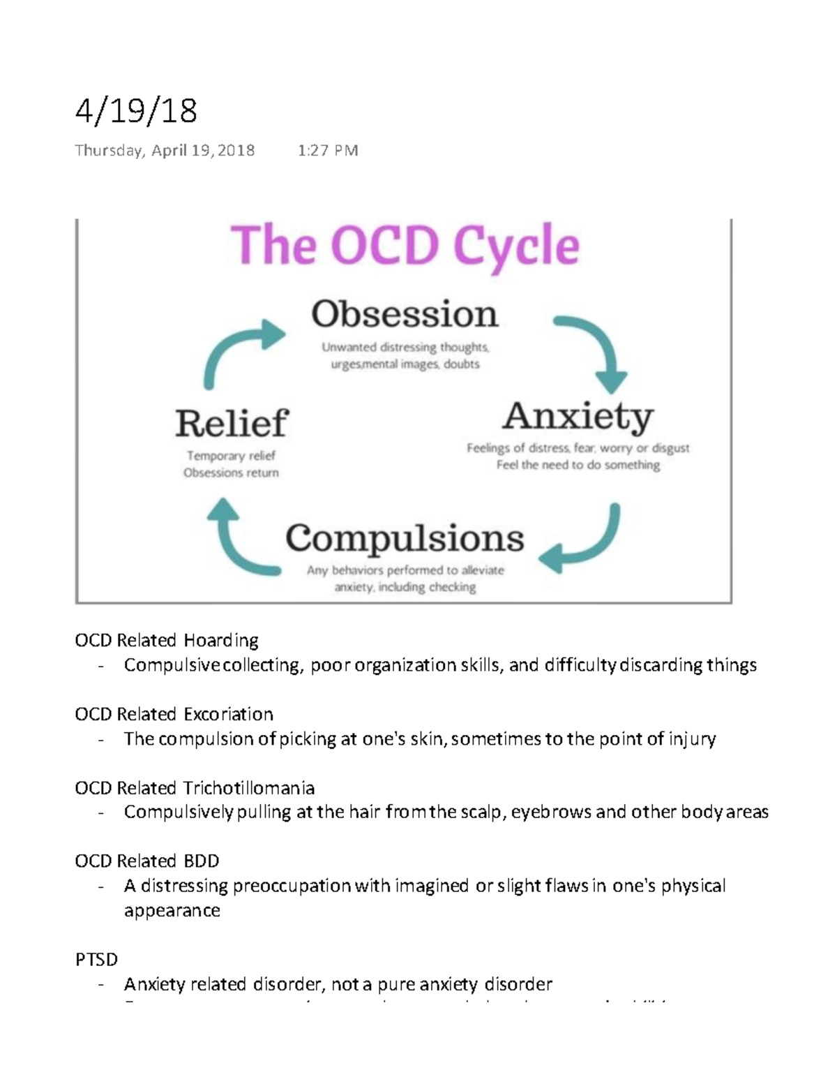 4/19/18 final exam - OCD Related Hoarding - Compulsive collecting, poor ...