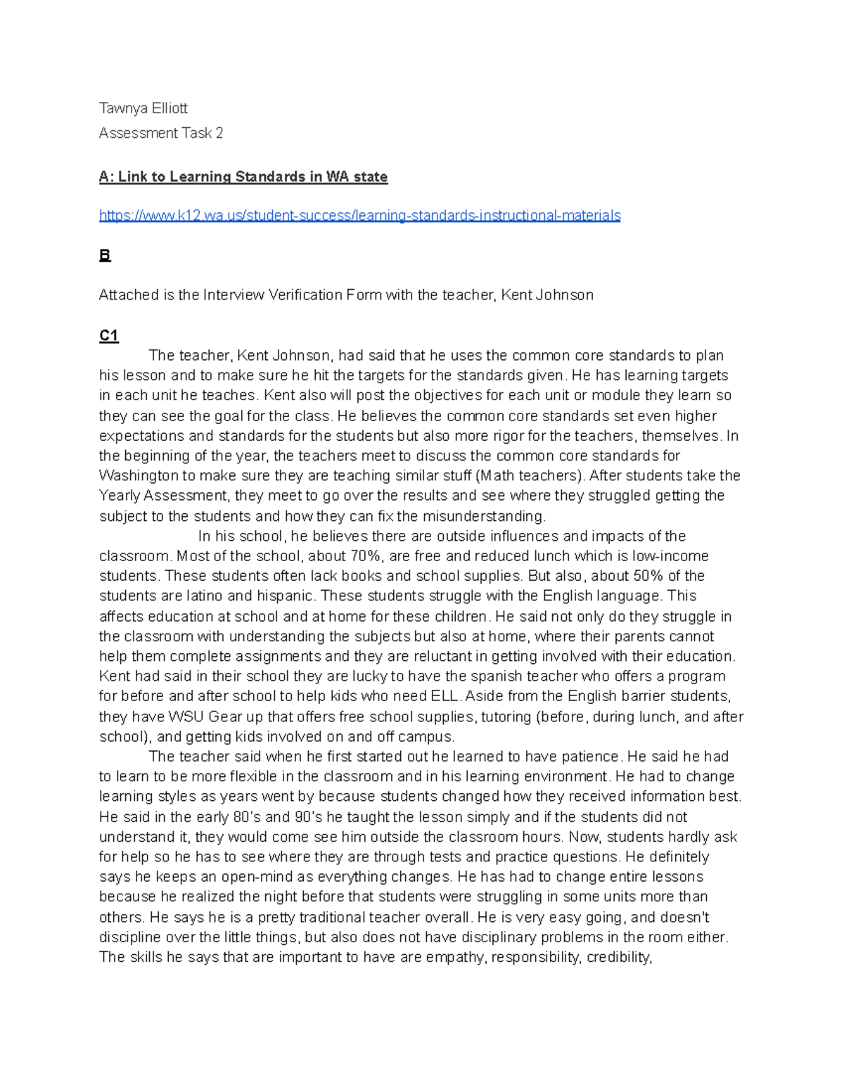 Link to Learning Standards in WA State Studocu