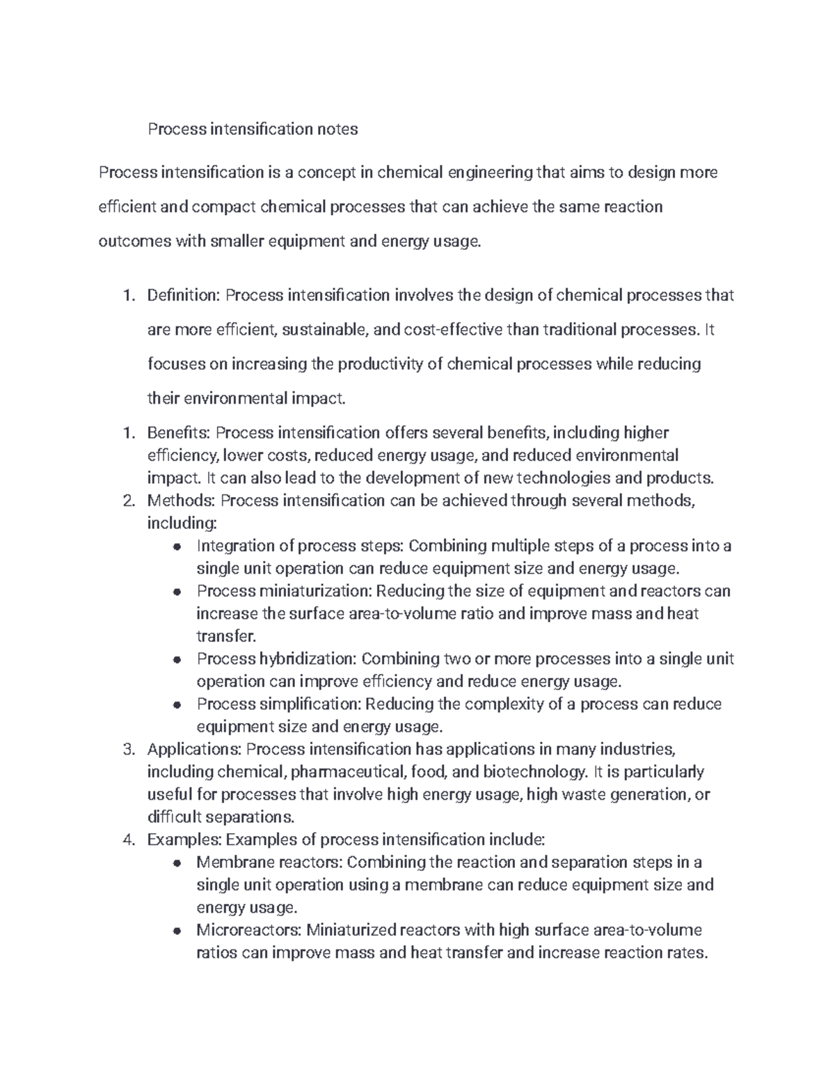 Process intensification notes - Process intensification notes Process ...