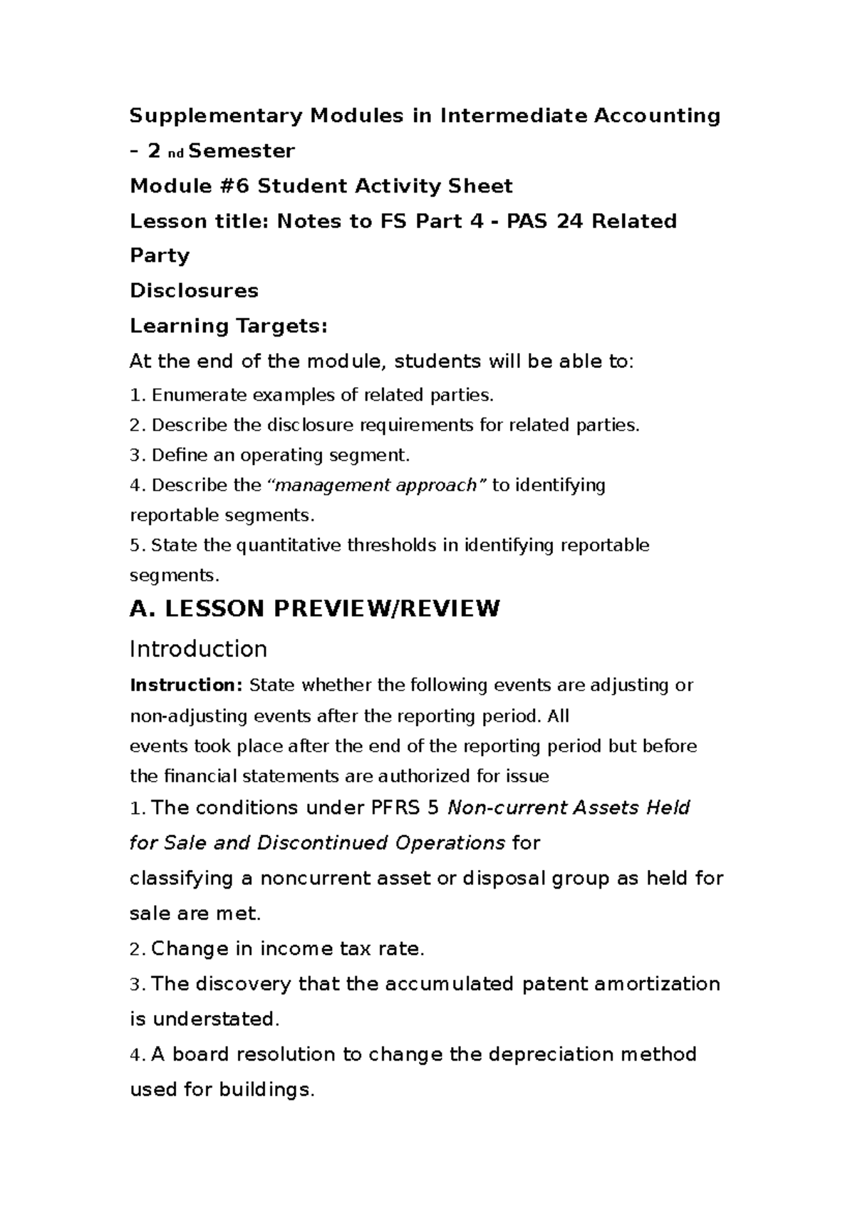 Intermediate Accounting – 2 Nd Semester L6 - Supplementary Modules In ...