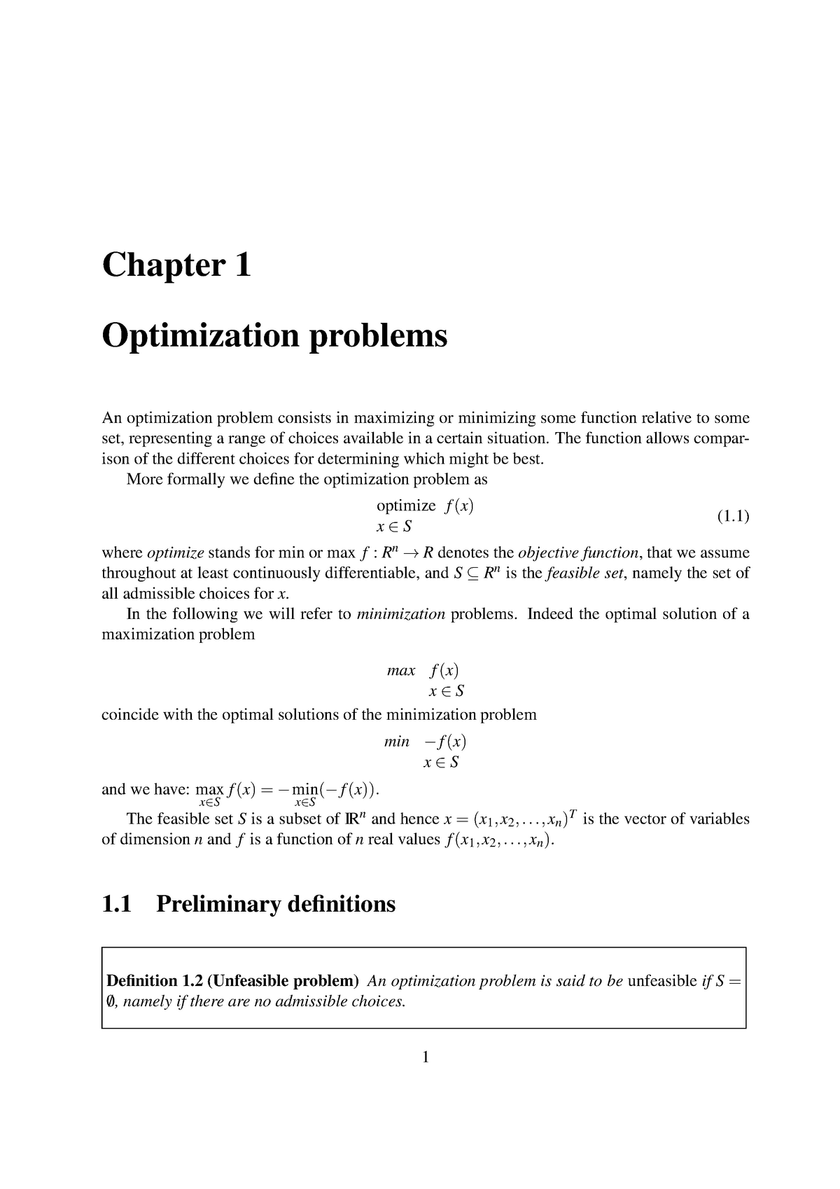 Chapt 1 0 - Chapter 1 Optimization Problems An Optimization Problem ...