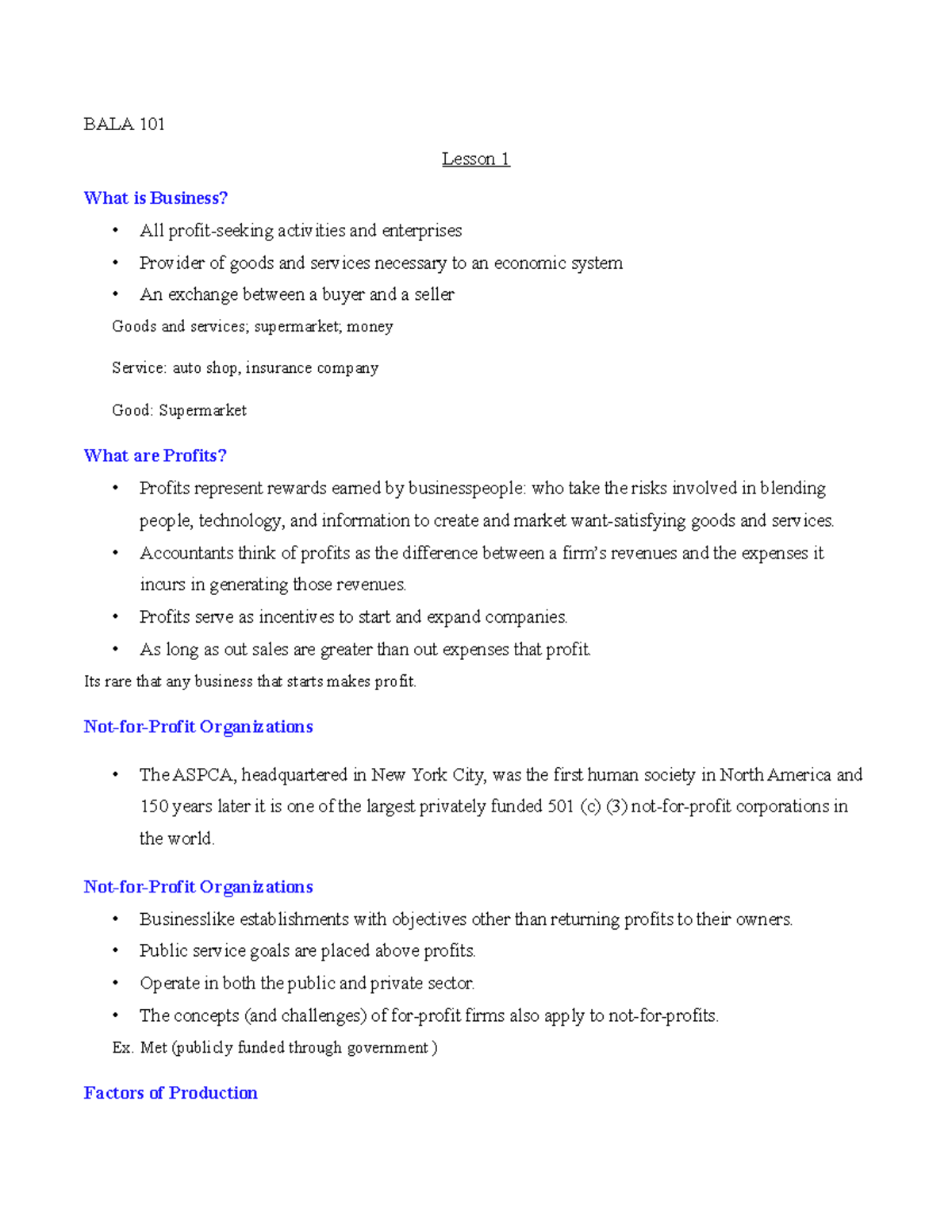 BALA 101 lesson 1 Based on the powerpoint BALA 101 Lesson 1 What