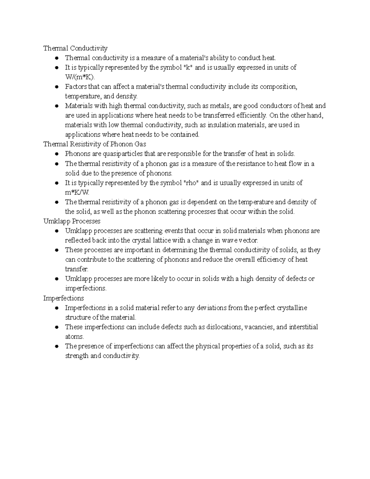 Chapter 7.1 Notes - Thermal Conductivity Thermal conductivity is a ...