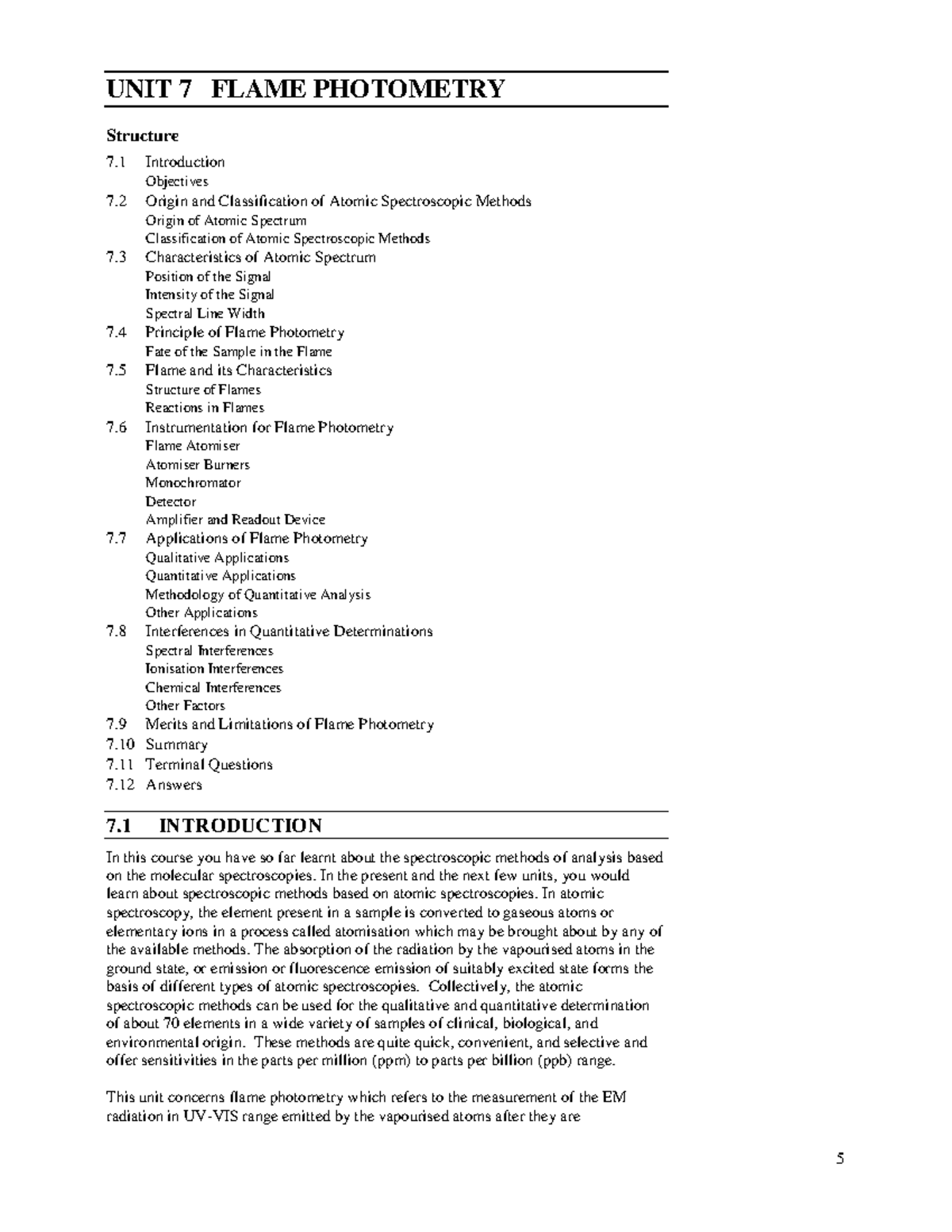 Fkame Flame Photometry UNIT 7 FLAME PHOTOMETRY Structure 7