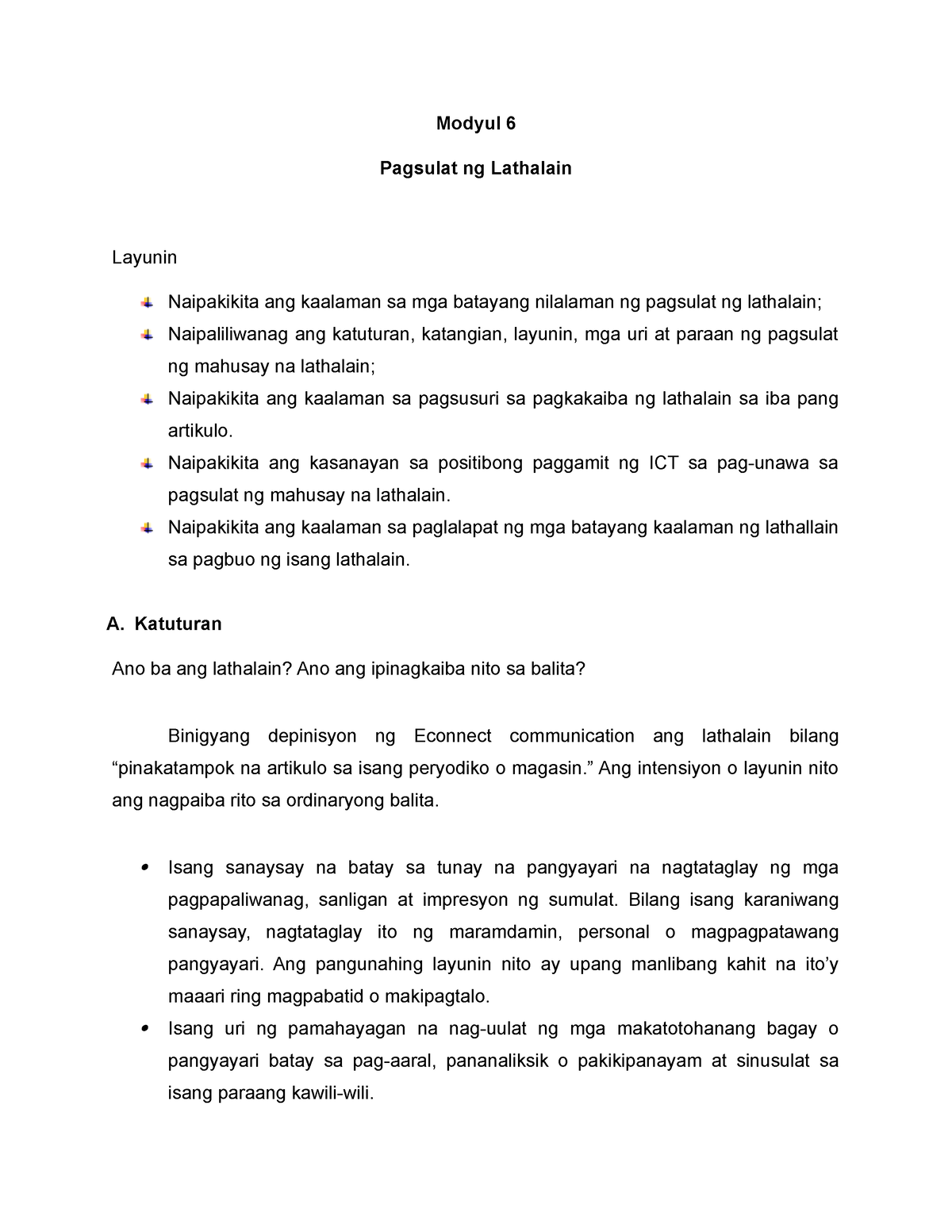 Modyul 6- Pagsulat Ng Lathalain - Modyul 6 Pagsulat Ng Lathalain ...