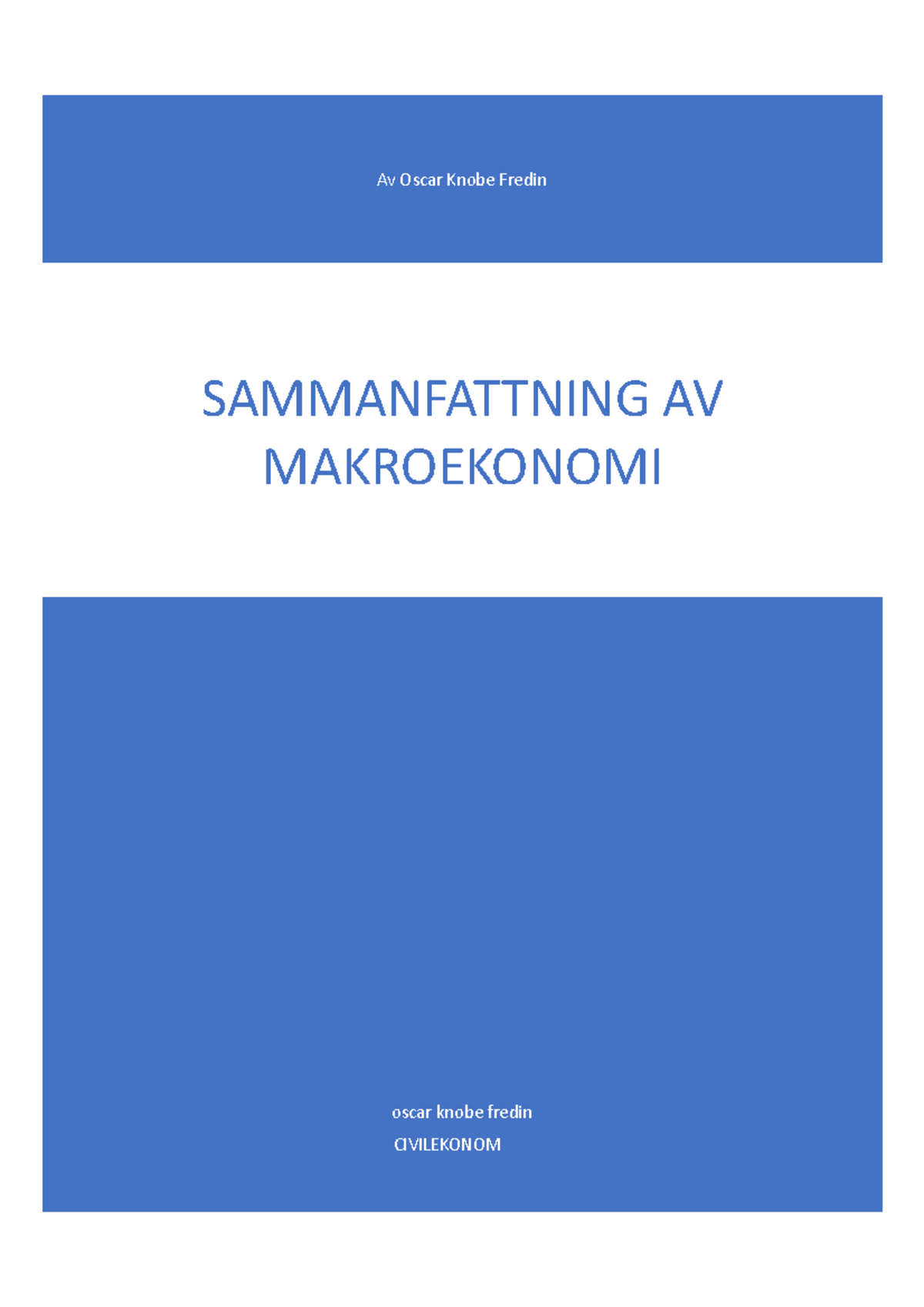 Sammanfattning Av Makroekonomi 1NA835, Med Många Olika Teorier - Av ...