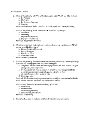 PSY 381- Exam 1 Practice Questions - Vida May Kotico PSY 381 Exam ...