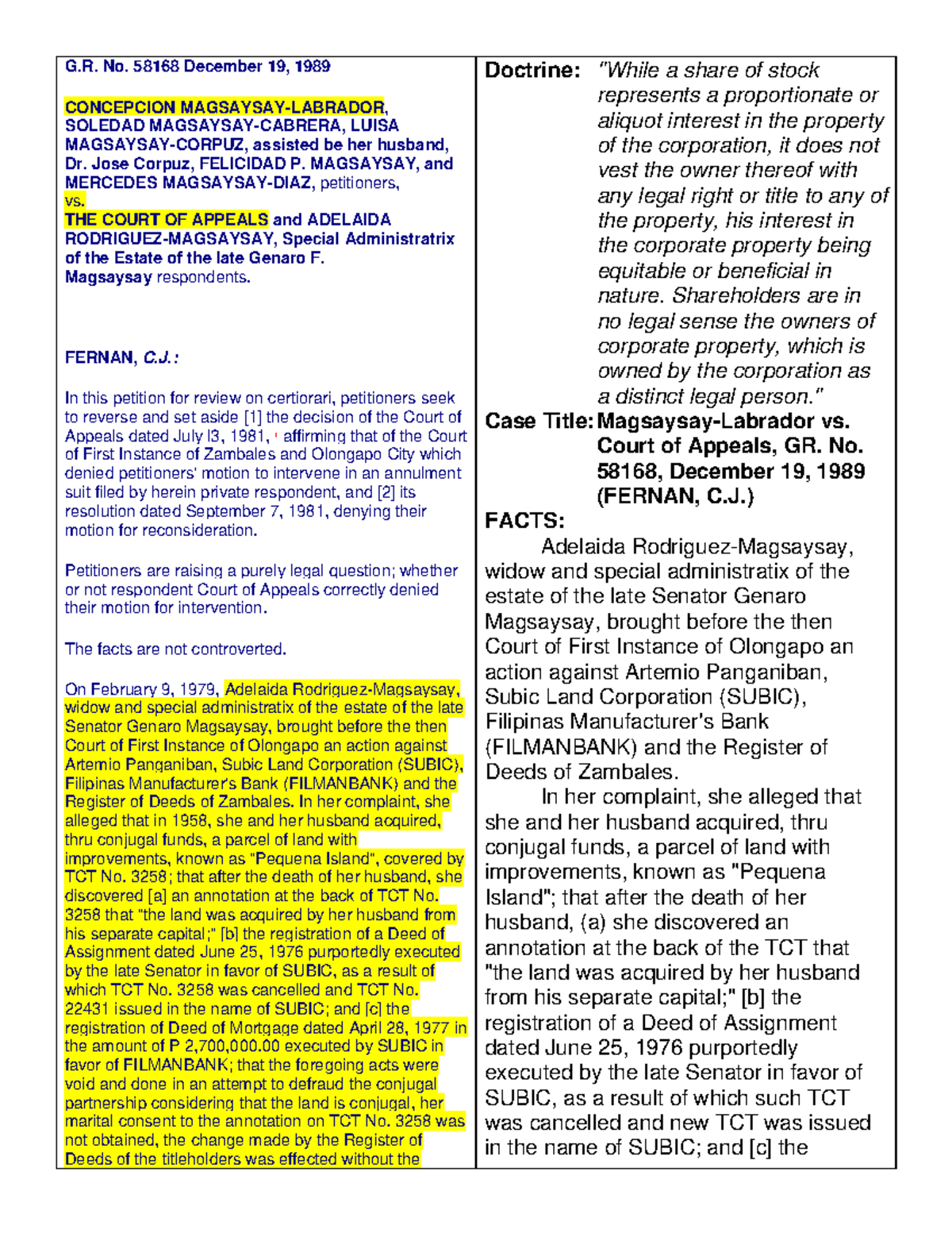 2. MagsaysayLabrador vs. Court of Appeals Copy G. No. 58168