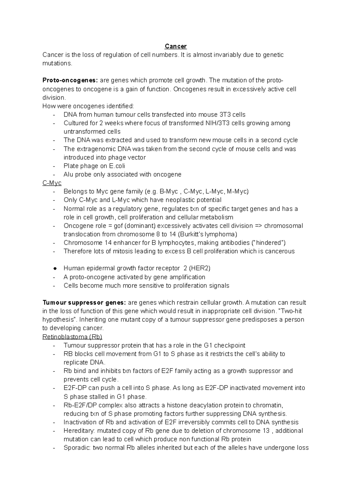 cancer-topic-and-lecture-note-summary-cancer-cancer-is-the-loss-of