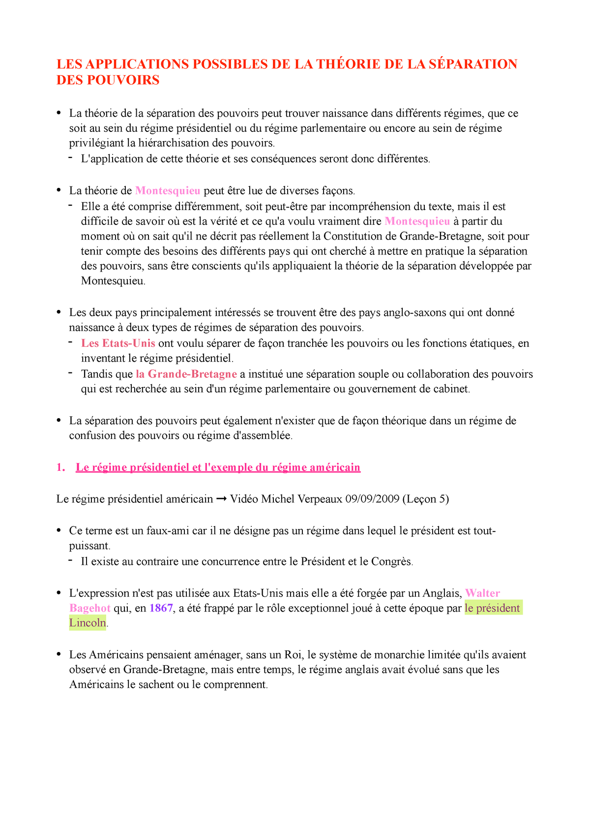 Cours 1 DC - LES APPLICATIONS POSSIBLES DE LA THÉORIE DE LA SÉPARATION ...