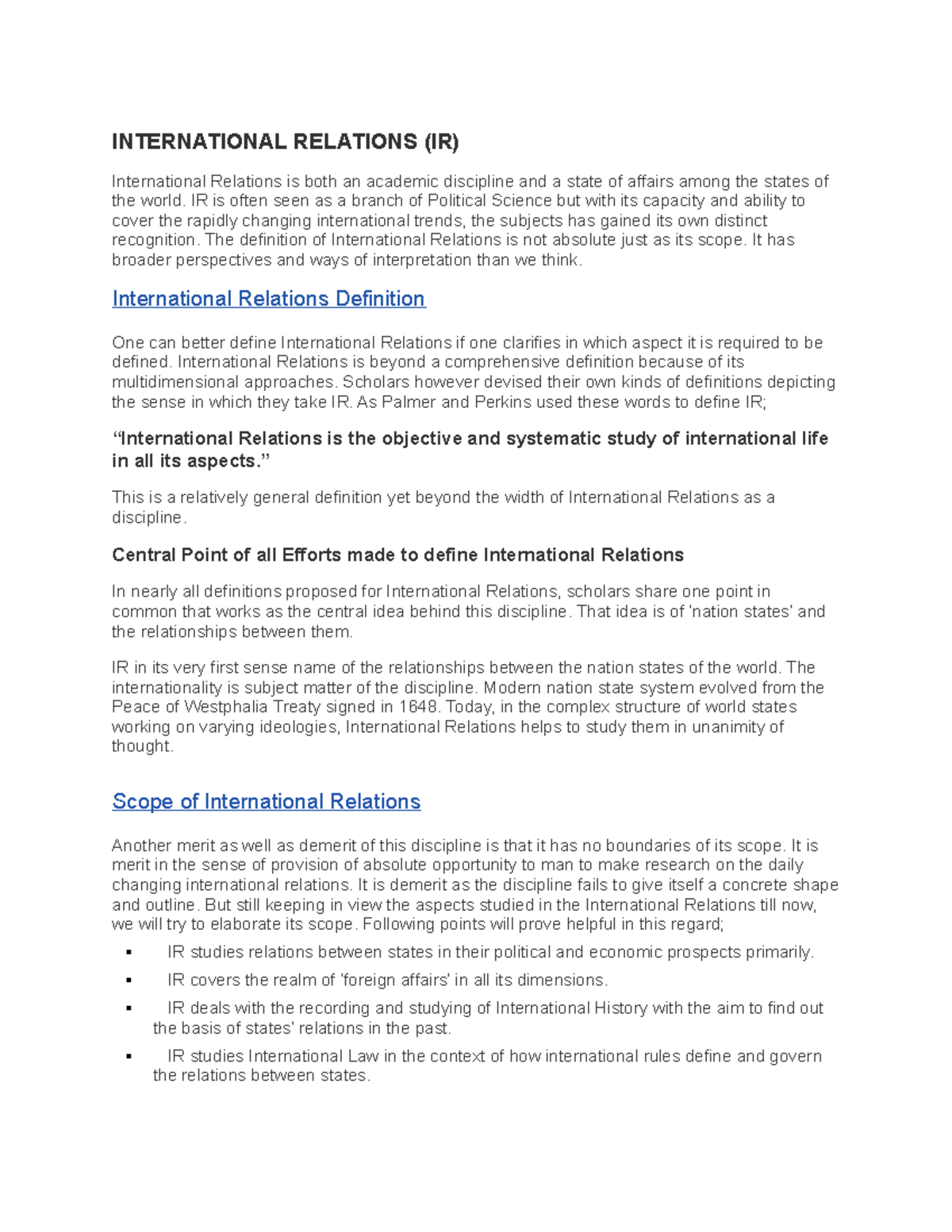 International Relations css lectures part 1 and 2 with relation to ...