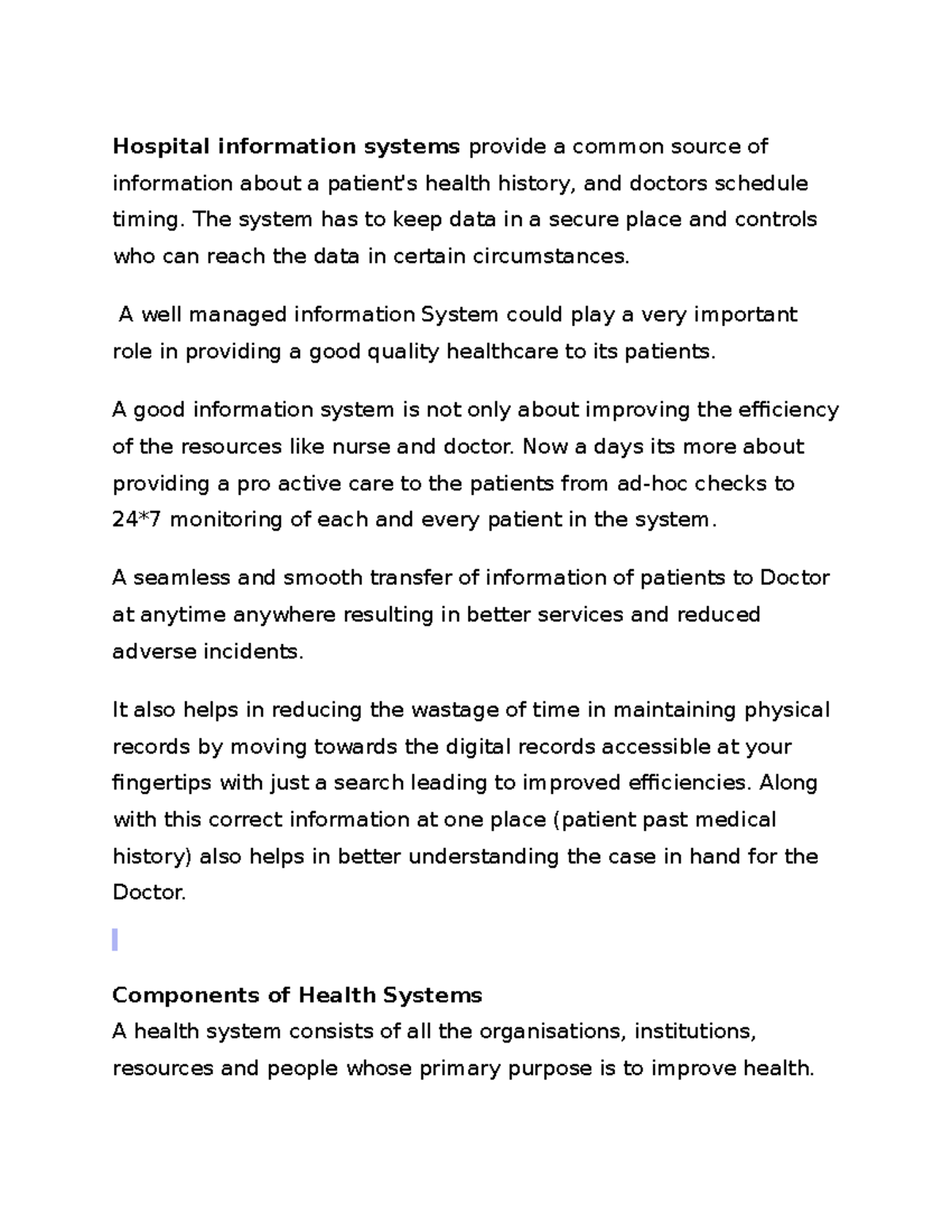 Hospital Information System The System Has To Keep Data In A Secure 